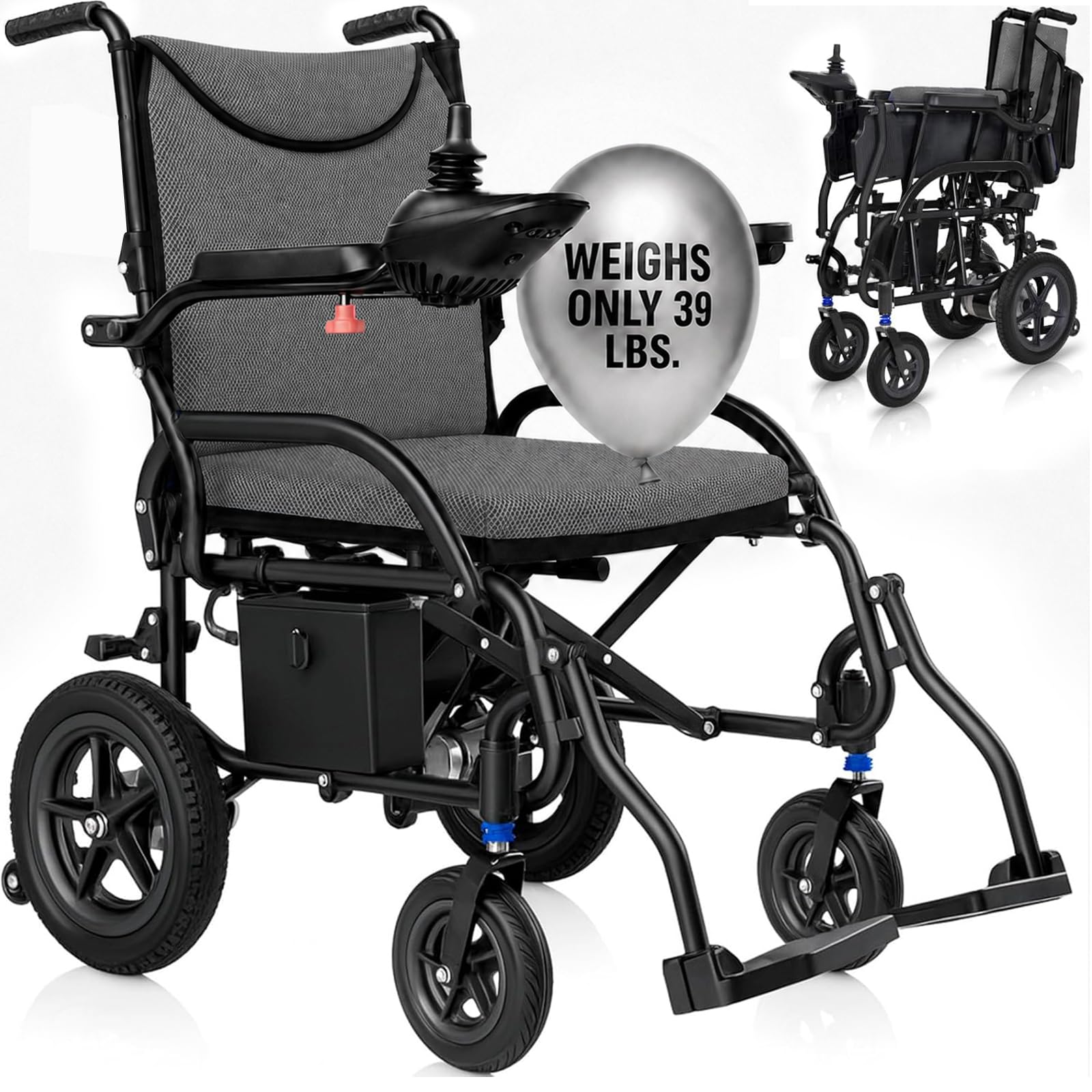 Vive Ultra Lightweight Electric Wheelchair for Adults - Foldable Power
