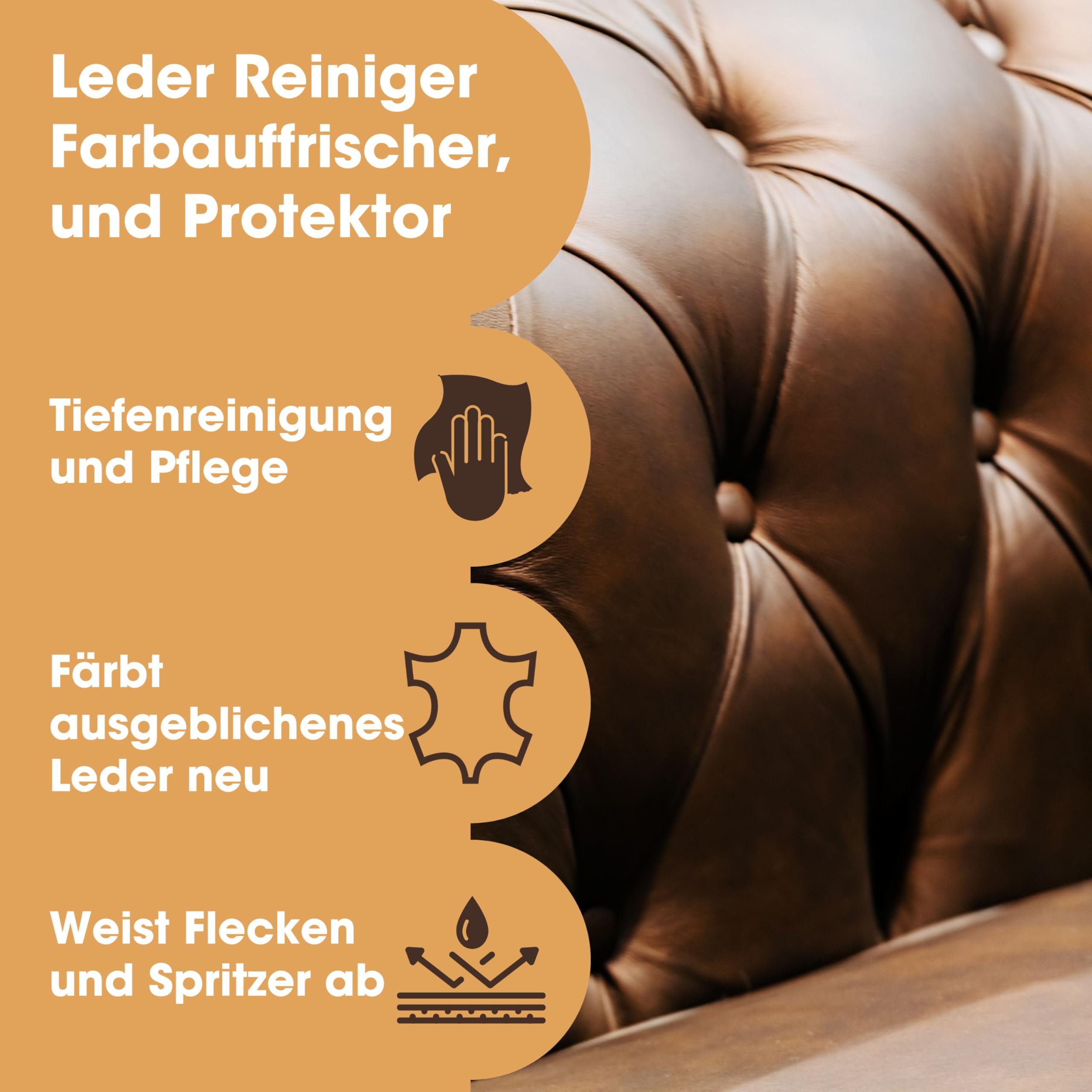 Furniture Clinic Komplettes Leder restaurierungs-Set – enthält Leder-Balsam, Schutzcreme, Reiniger, Schwamm und Tuch – für Autositze, Sofas, Bekleidung, Schuhe und Taschen (Dunkelbraun)