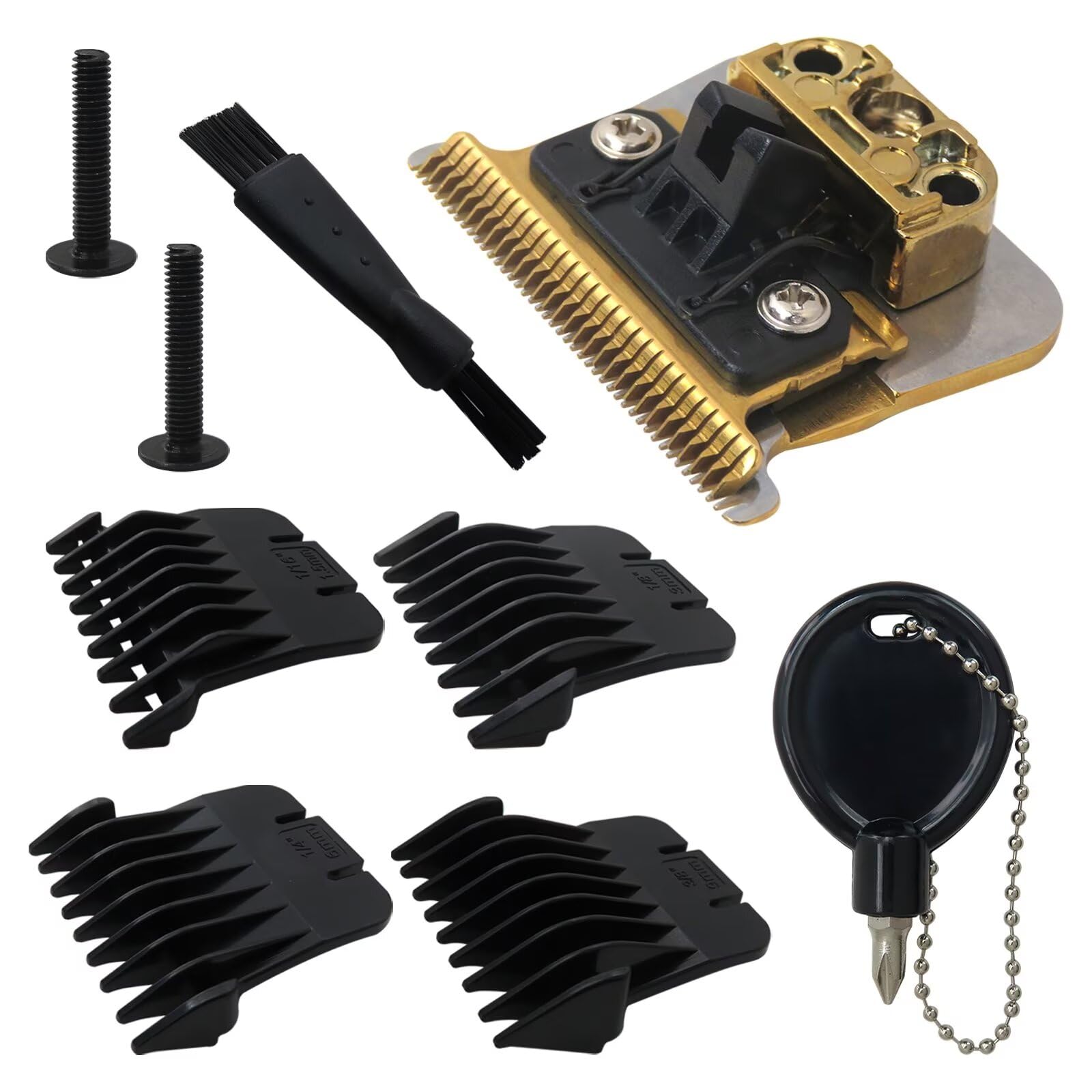 Trimmer Blade Compatible for FX787 & FX726 Trimmers, Replacement Blades with 4 Guards Set Fit for Trimmer Blades(Gold) by LINGSEE