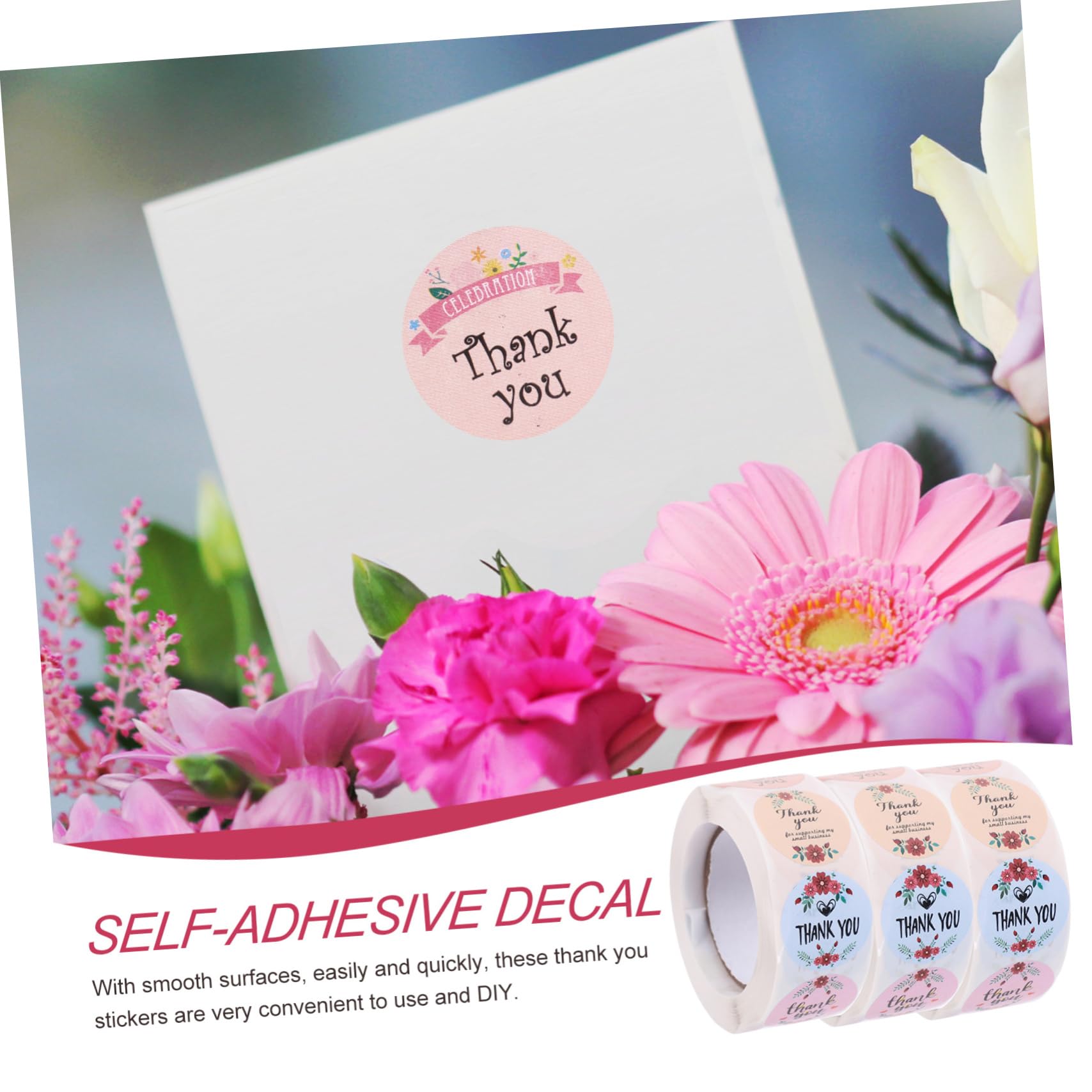 STOBOK 15rotoli Rotondi Adesivi Decorativi Per Confezioni Di Ringraziamento Di Etichette Adesive Per Matrimoni Compleanni e Feste Adesivi Per Ogni