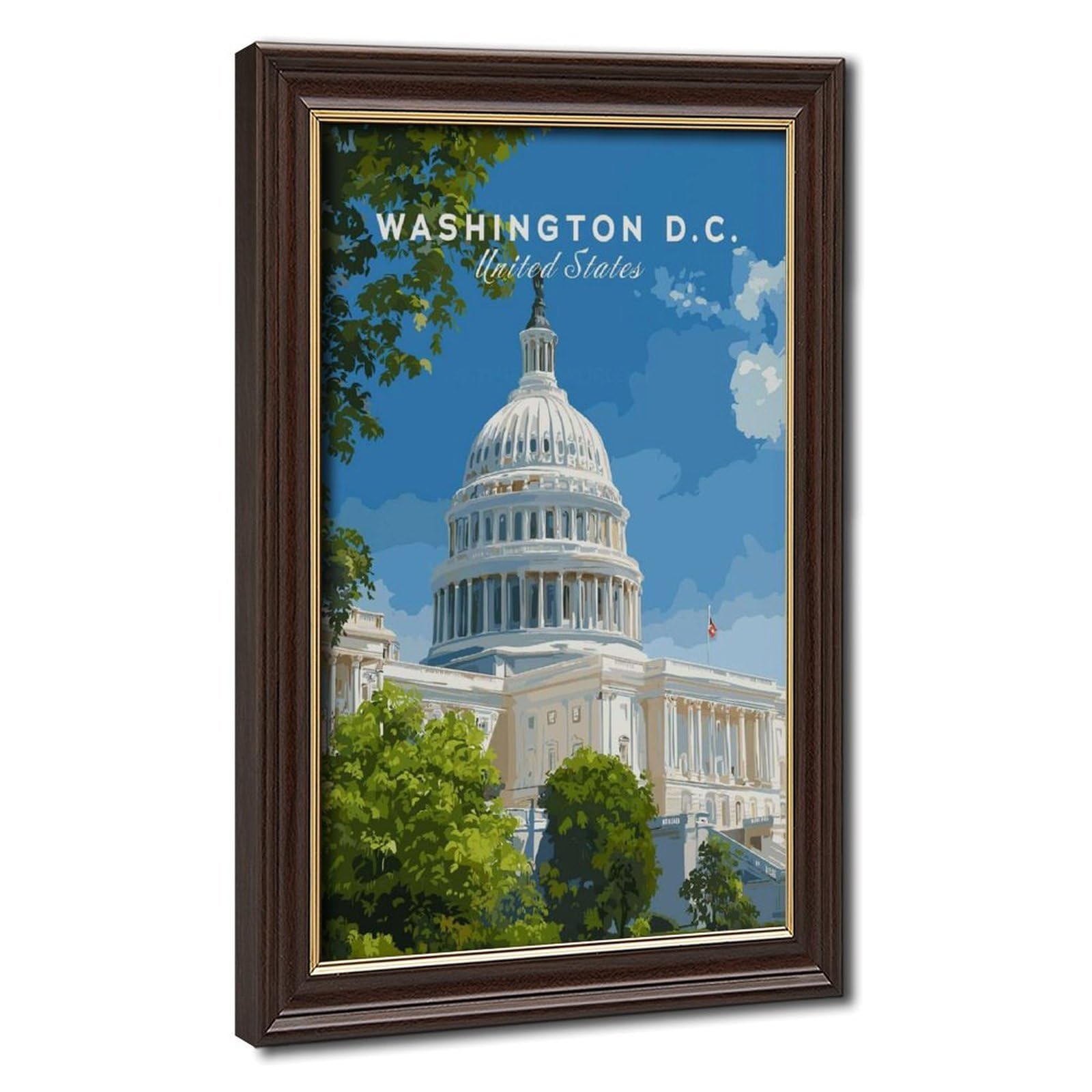Bareronor Washington D.C. US Capitol Canvas Poster Bedroom Decor Landscape Office Room Decor Gift 20" L X 30" W