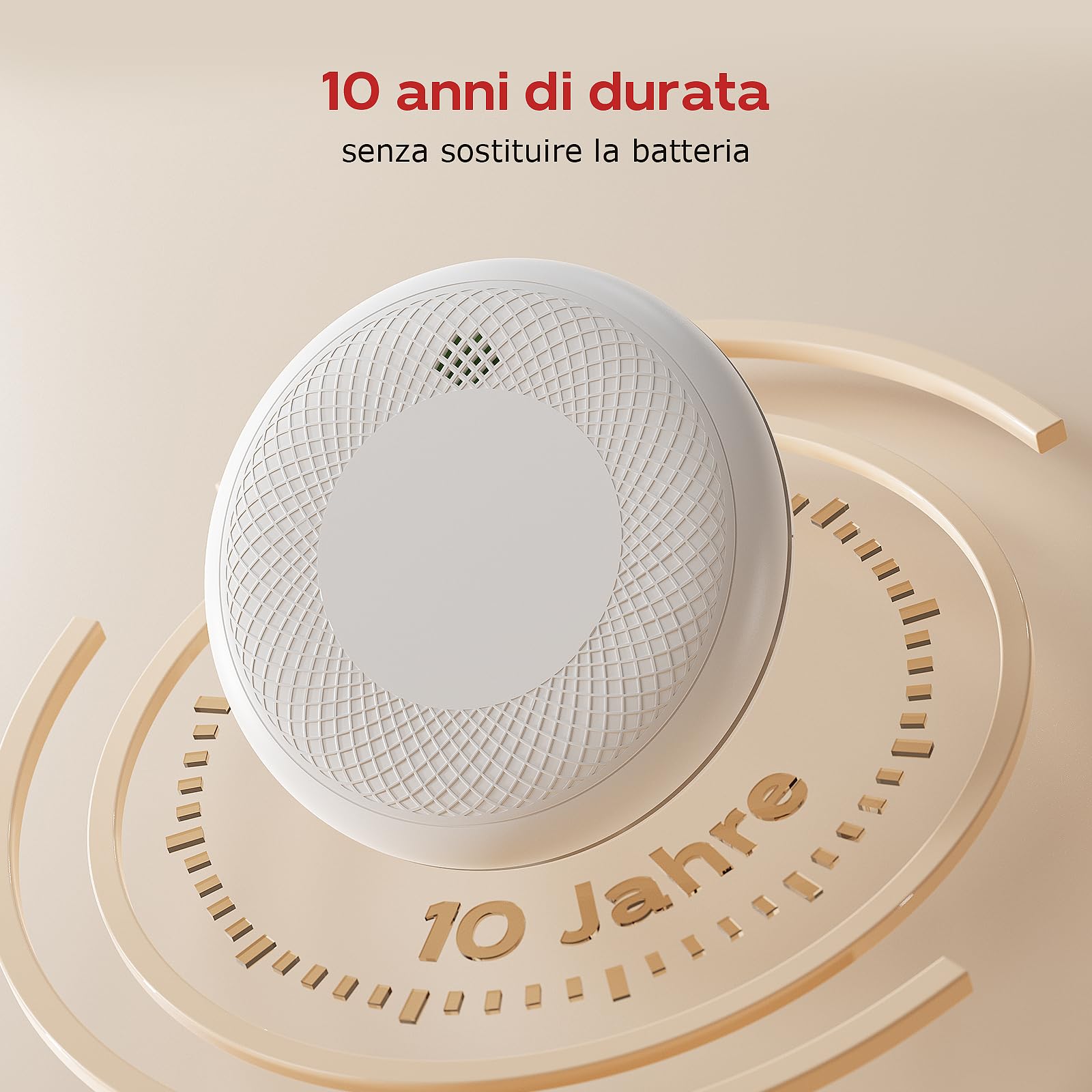 Safeliveo Rilevatore di fumo WiFi con batteria da 10 anni, notifiche tramite app e auto-test, allarme antincendio intelligente compatibile con Tuya & Smart Life, 3 pezzo