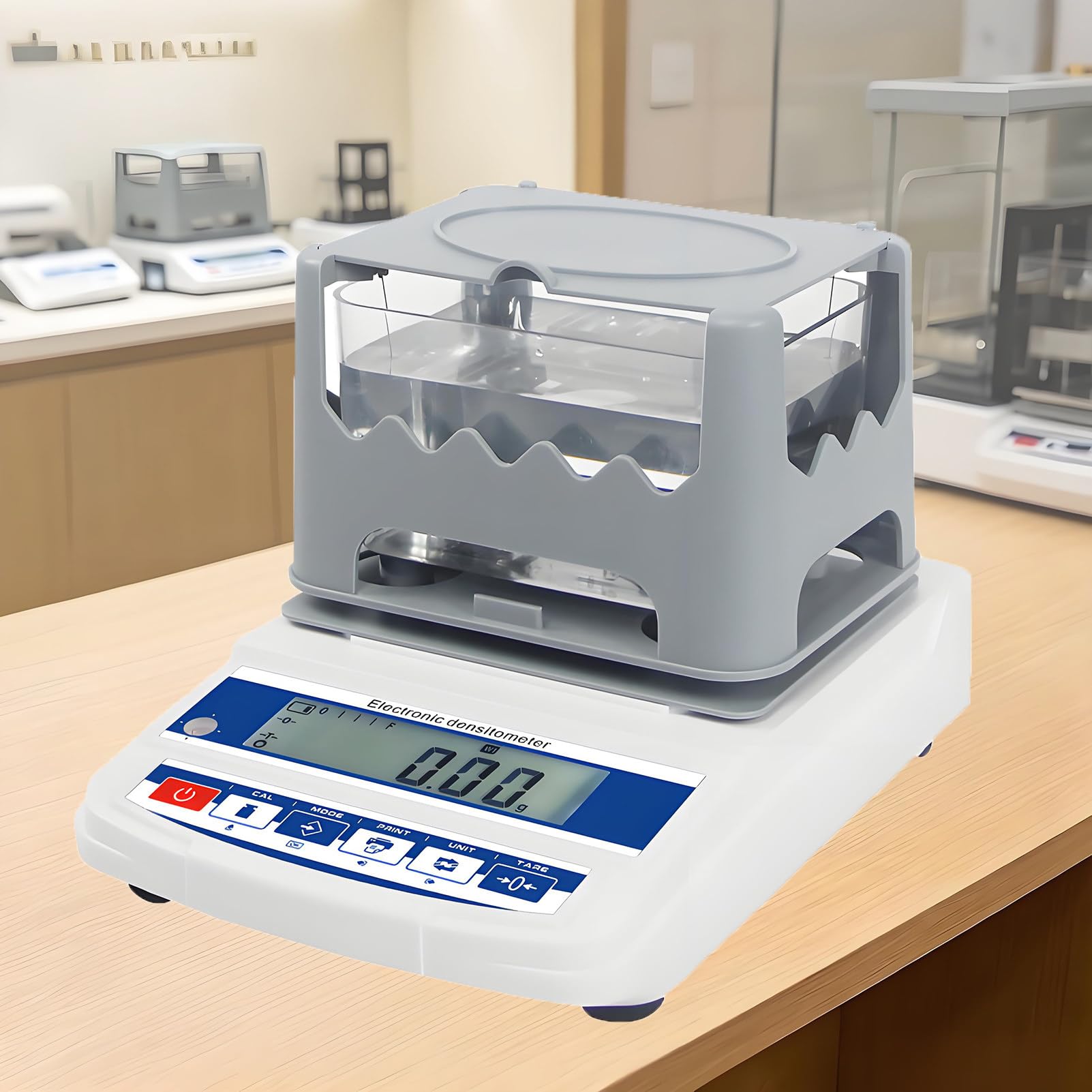 Densímetro Electrónico Digital para Sólidos y Líquidos, Medidor de Densidad de Oro de Prueba no Destructiva 0,001 g/cm³ con Pantalla LCD, Analizador de Metales para Laboratorio 0.005g-320g