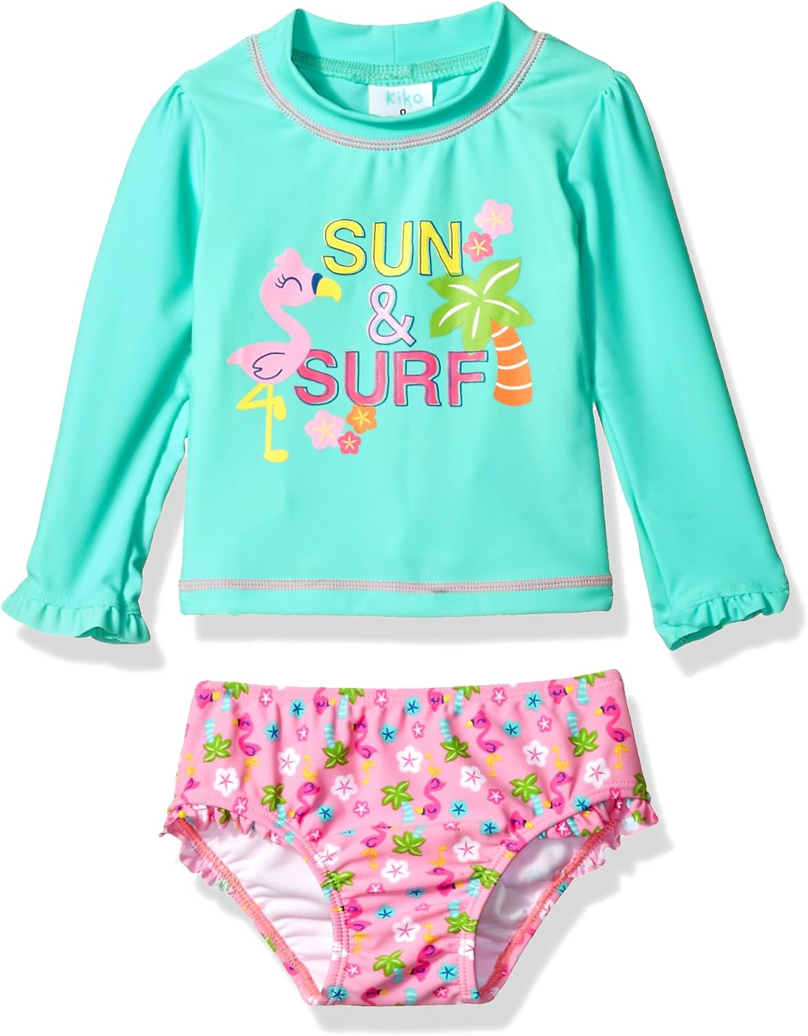 KIKO & MAX Girls Swim Suit Set with Long Sleeve Rashguard Swim Shirt