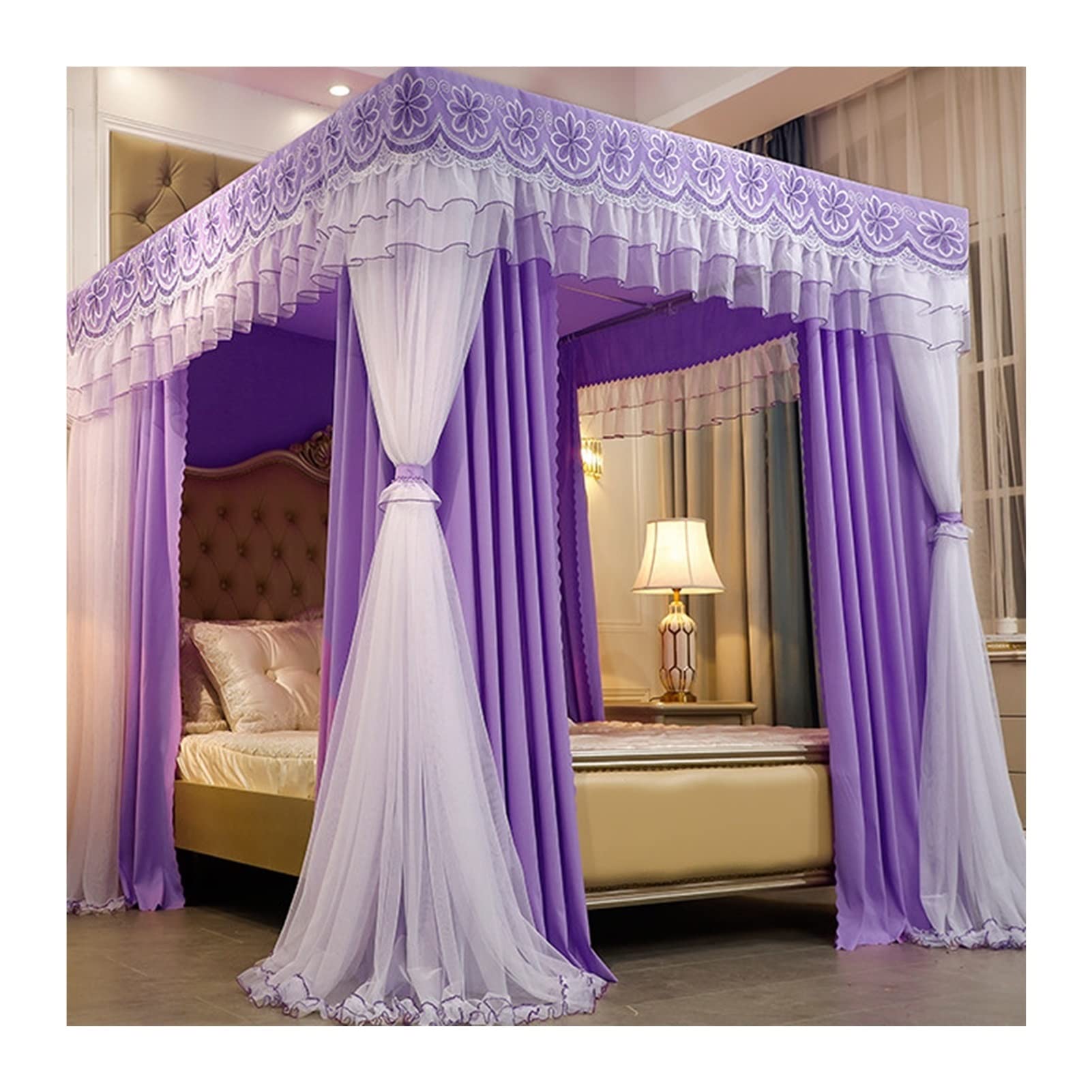 GTHTUHFD Bed Canopy Mosquito Net For Double Bed, Dustproof & Shading - Bedroom Bed Curtain, Romantic Decorated Bed Canopy For S Room,Style 6-180x220x200cm