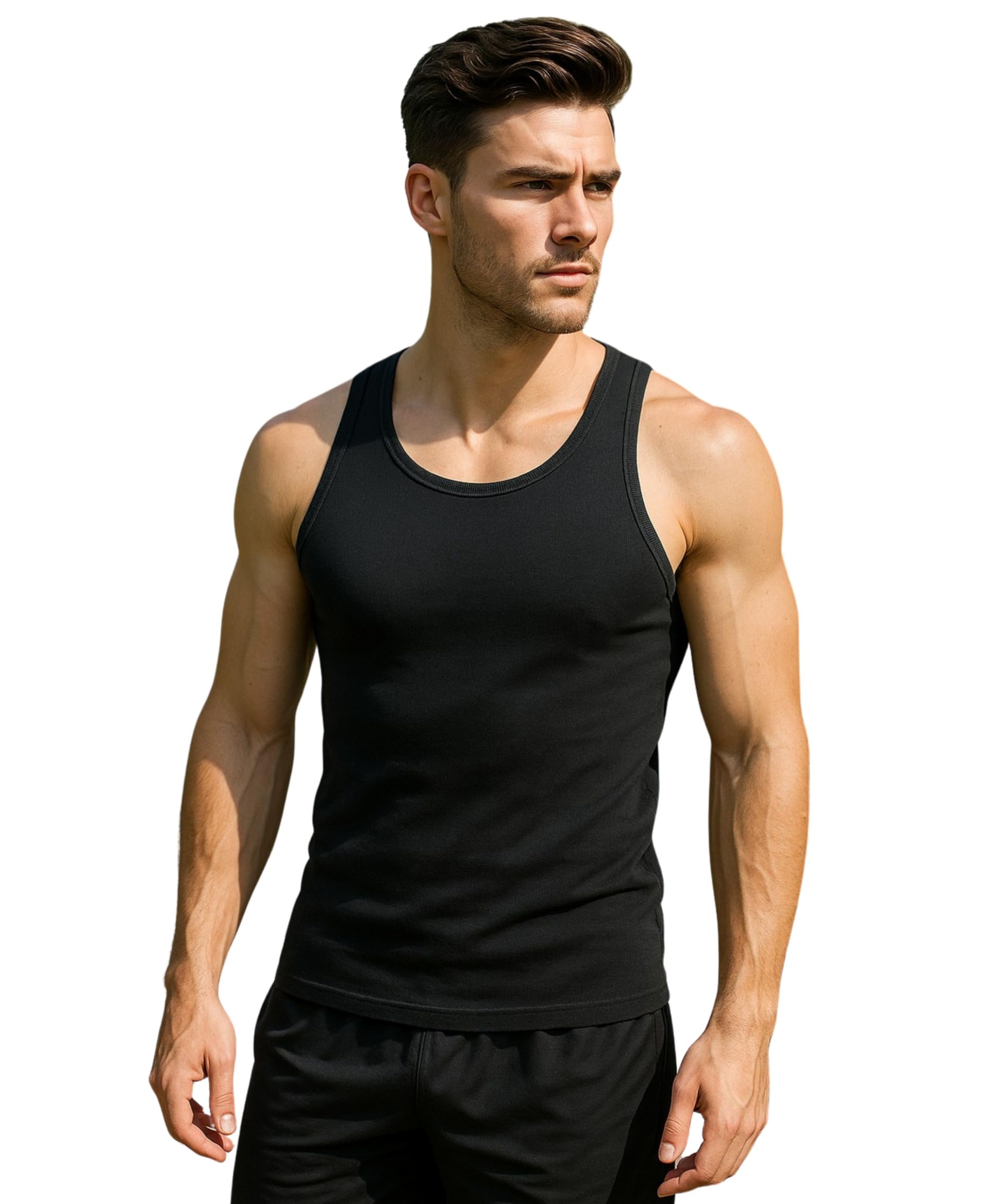 yuneek Mens 100% Combed Cotton Round Neck Regular Fit Solid Color Vest-picture-11