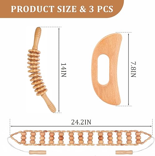Miniatura 2 de 3 herramientas de masaje de terapia de madera, drenaje linfático y esculpir el cuerpo, masajeador de madera, herramienta anticelulítica de