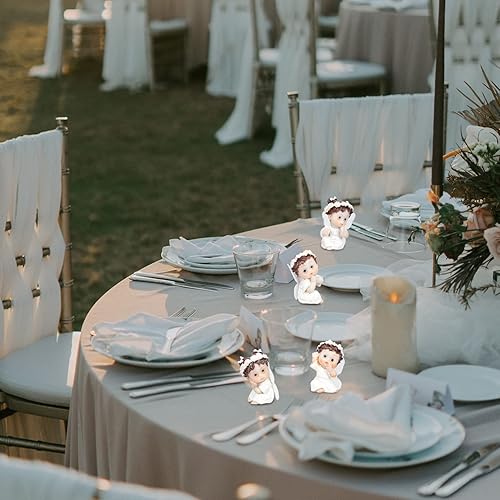 Miniatura 7 de ABOOFAN 4 piezas de mini estatuas de ángel de resina, ángeles de la guarda, ángeles de jardín, escultura, colección de ángeles, estatuas