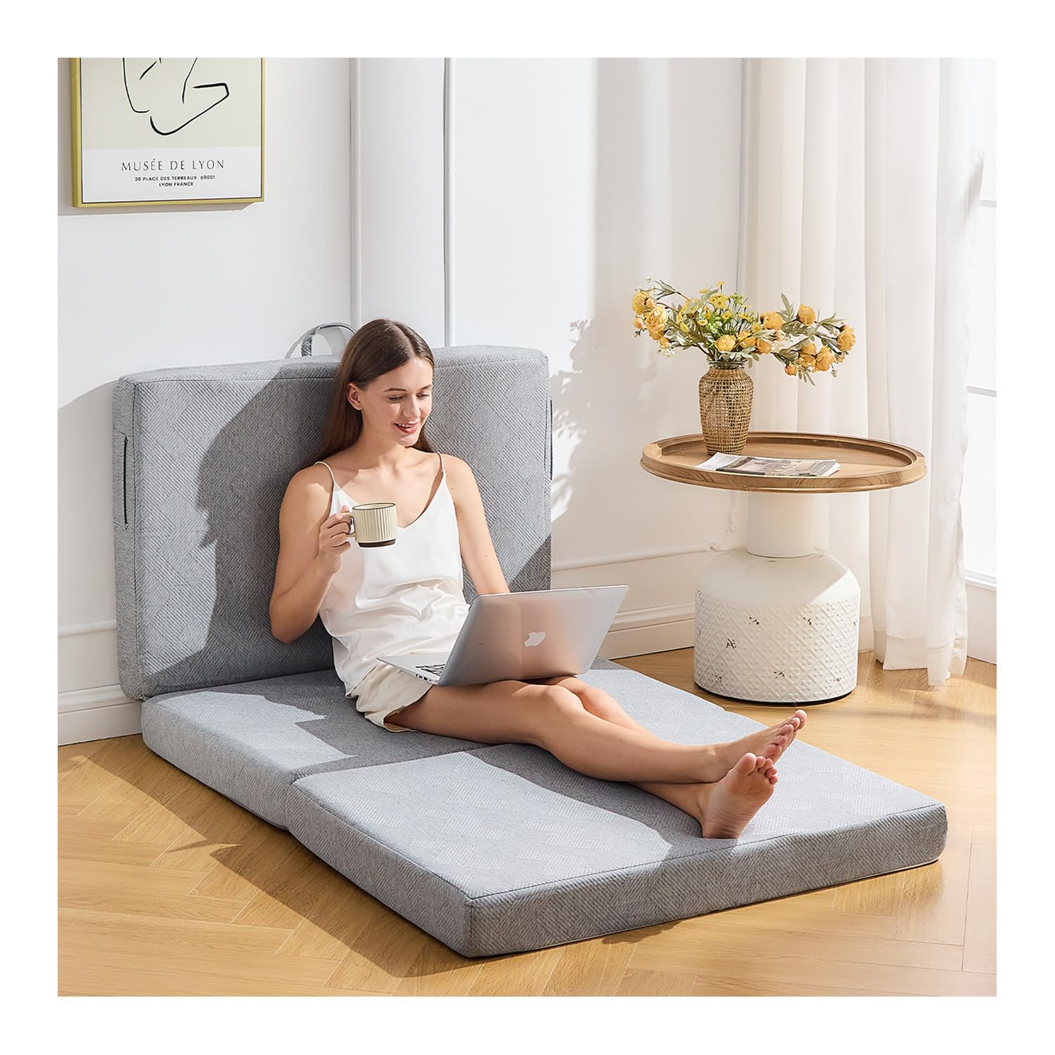 Trifold Mattress Twin 4 Inch Folding Mattress Twin,Foldable Mattress,Tri Folding Mattress Removable and Washable with Handles and Non-Slip Bottom for RV/Camping/Guest Room, 75" x 38" x 4"