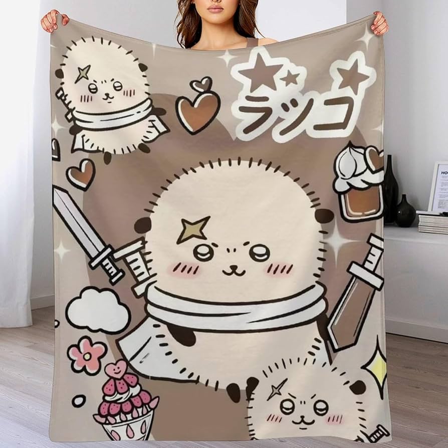Amazon｜毛布 ちいかわ ラッコ ブランケット ひざ掛け 掛け毛布