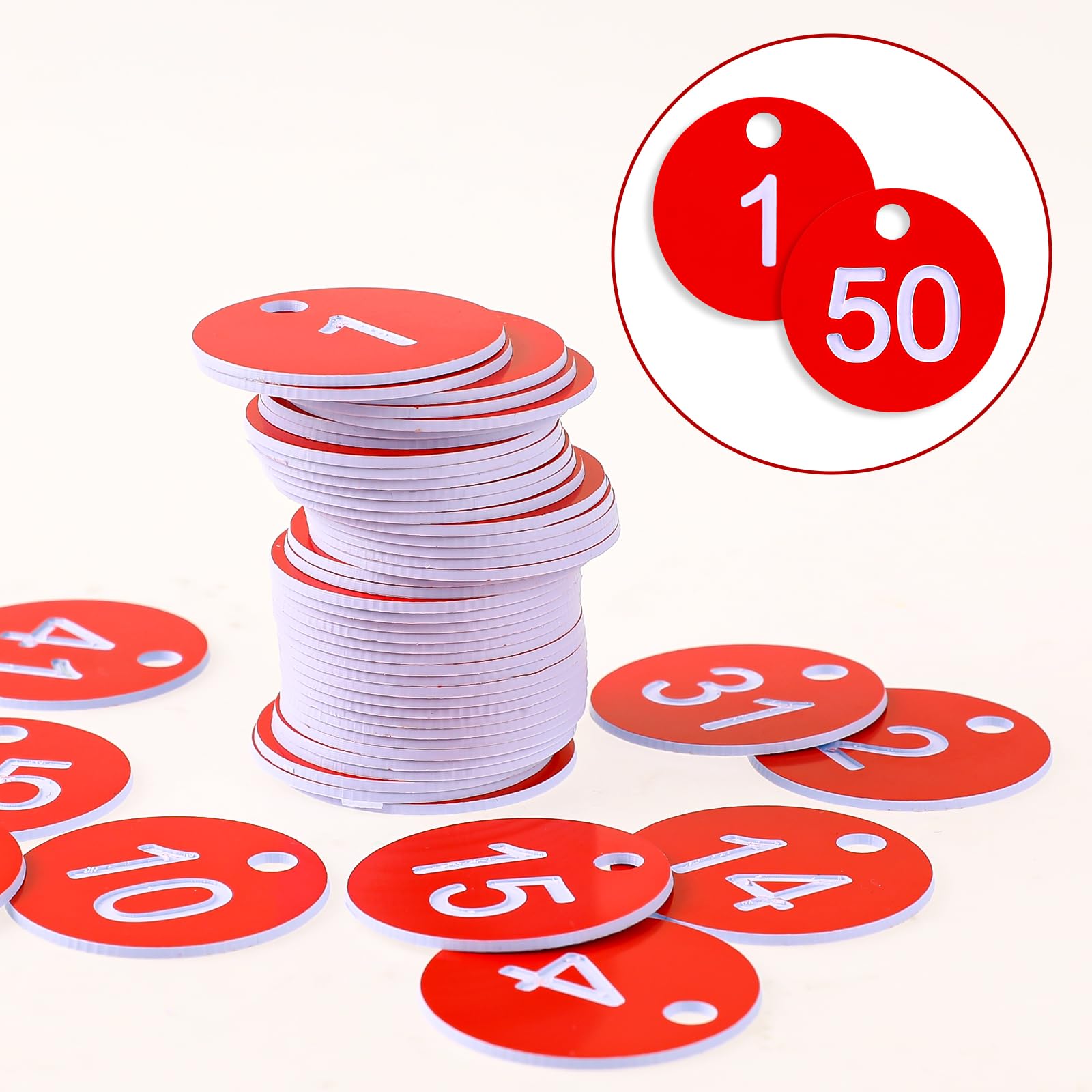 Amazon | プラスチック番号タグ ID番号タグ 1-50 数字 カラフルな