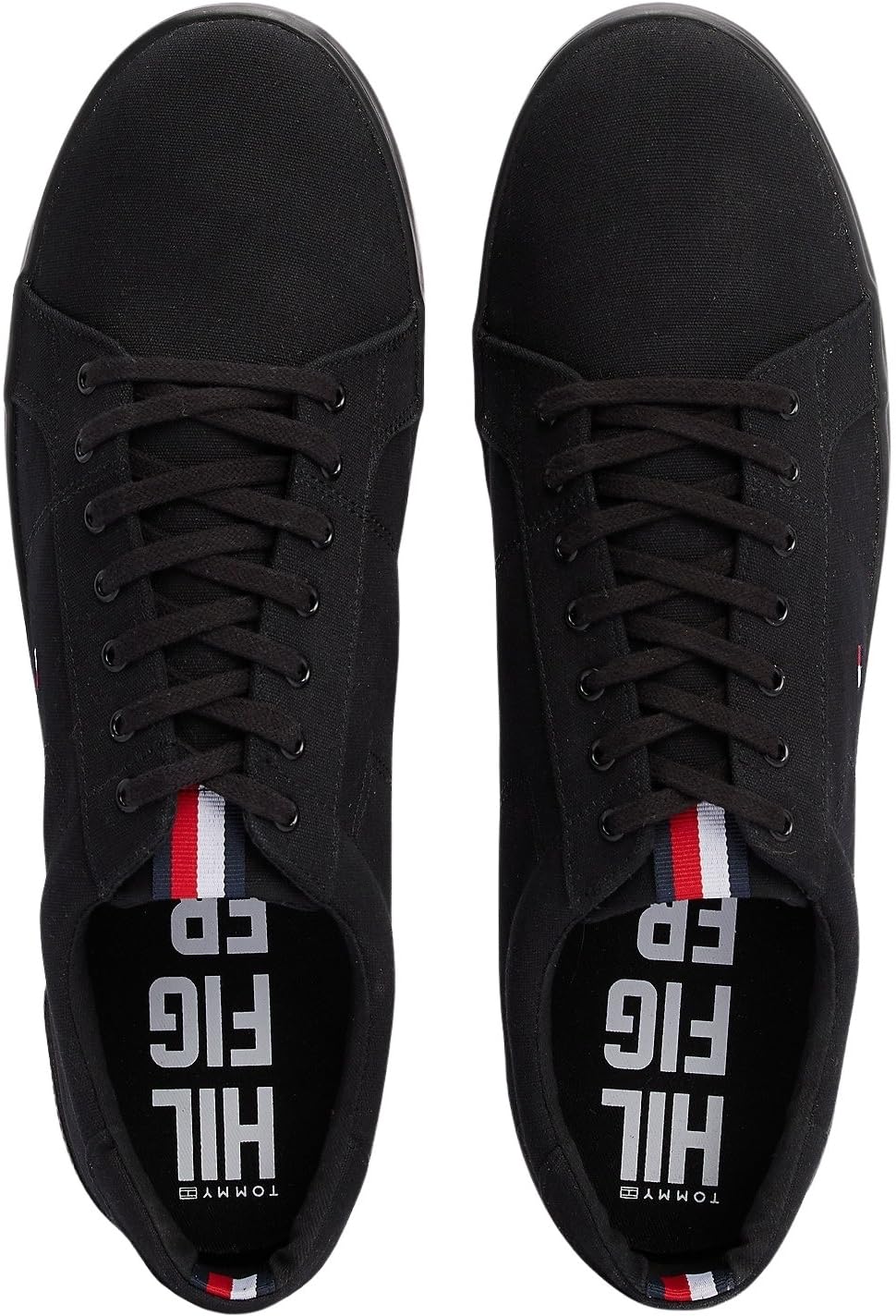 Tommy Hilfiger Zapatillas para Hombre Sneaker con Suela Vulcanizada, Negro (Black/Black), 44