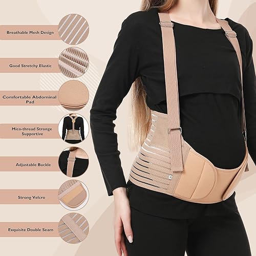 Miniatura 5 de Evolway Bandas para el vientre para mujeres embarazadas  Cinturón de maternidad  Carpeta abdominal transpirable soporte de espalda múltiples tamaños