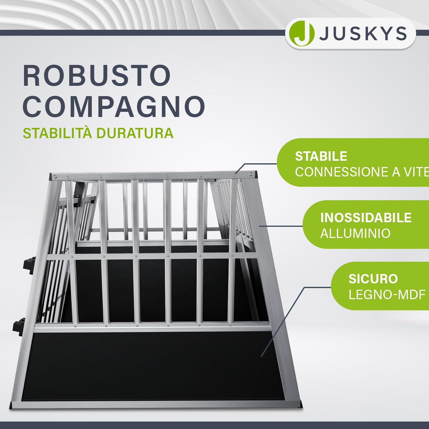 Juskys Box per trasporto cani in alluminio XL, 96x90x71 cm - Gabbia auto robusta e facile da pulire, con porta a griglia e serratura