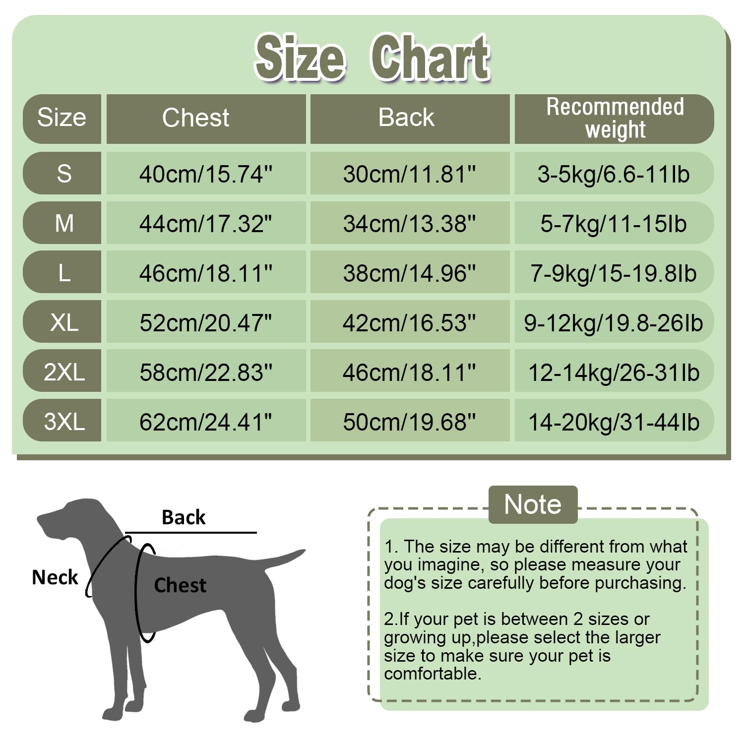 Aimydog Dog Winter Coat - Adjustable Snow Jacket with Zippered Leash Hole, High Collar Cozy Dog Winter Clothes, Green, S-2XL - Image 2