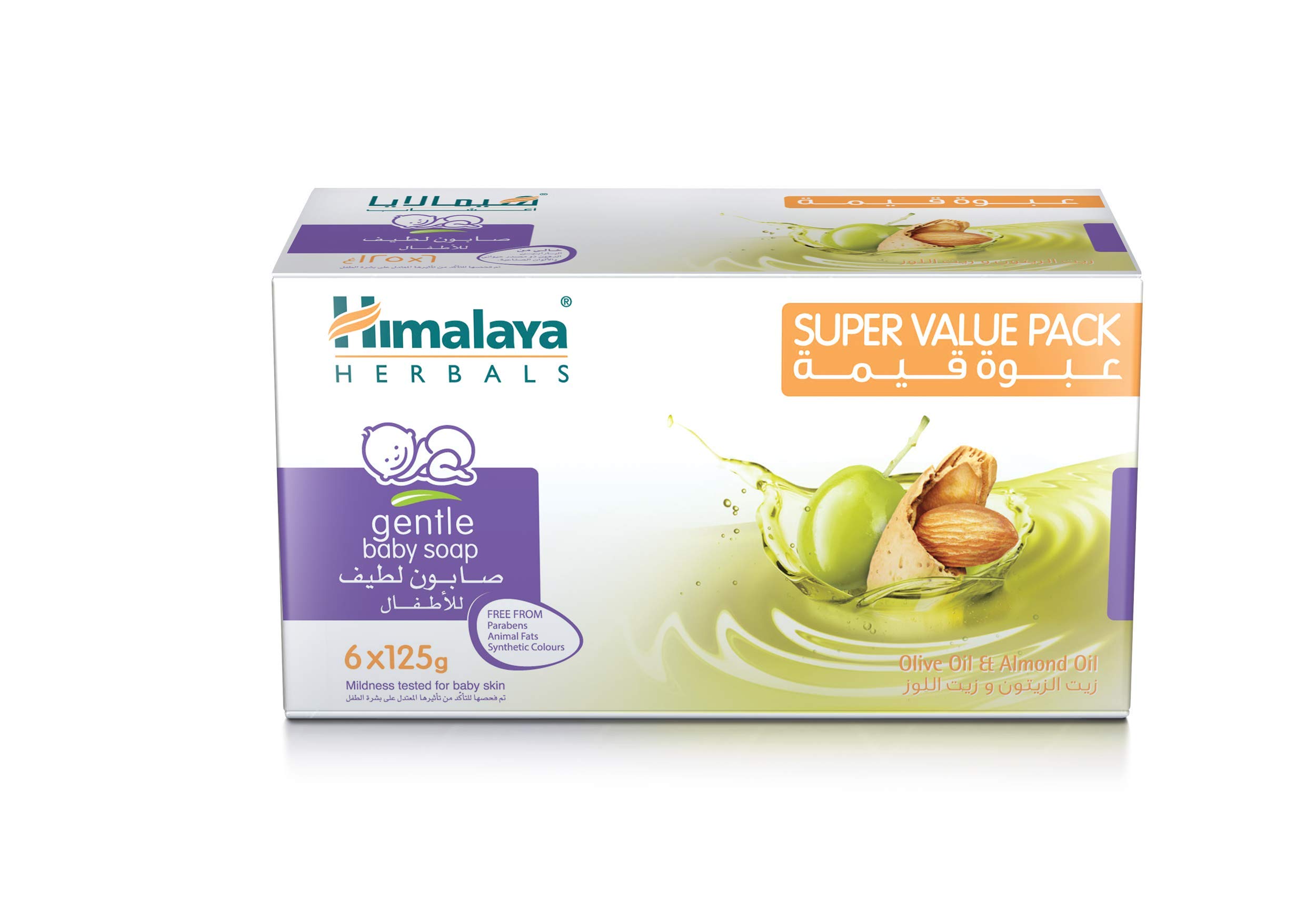 Himalaya Gentle Baby Soap | No Parabens, Phthalates & Synthetic Colors Gently Cleanses Skin -125g X 6