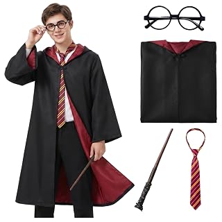 Wizard Costume for Adults, Men's and Women's Robe Set with Tie Wand Glasses for Halloween Cosplay - Amazon product rated Grade B