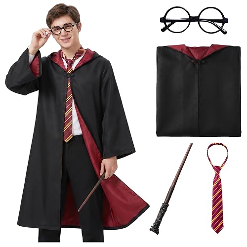 Wizard Costume for Adults, Men's and Women's Robe Set with