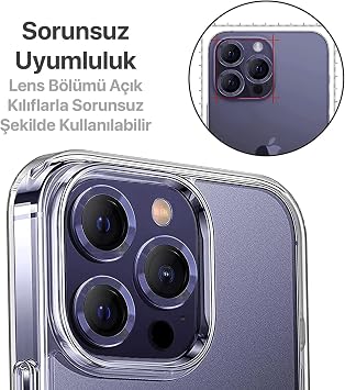 Minesk iPhone 15 Pro - 15 Pro Max / 14Pro - 14ProMax Modellerinin Tümüne Uyumlu Alüminyum Alaşım Çerçeveli ve 9H Sertliğinde Temperli Camlı Lens Koruyucu (Titanyum Mavi)