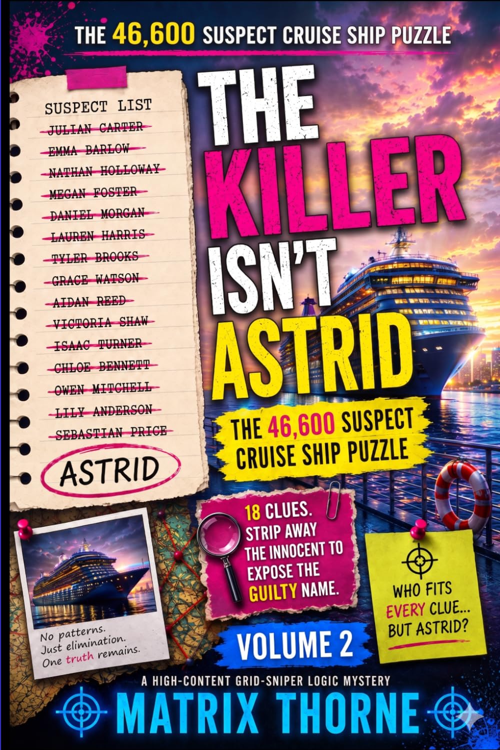 The Killer Isn't Astrid: The 46,600 Suspect Cruise Ship Puzzle: 18 Clues, Strip Away the Innocent to Expose the Guilty Name. (MATRIX THORNE DEDUCTION SERIES)