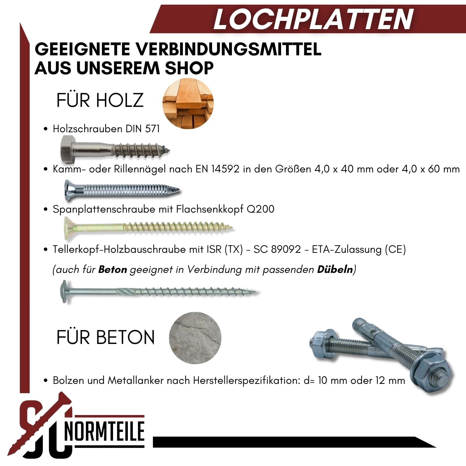 SC-Normteile | Lochplatten - 200 x 300 mm (Stärke: 2mm) - 12 Stück - verzinkter Stahl - Verbindungsplatte mit Lochung - Made in Germany