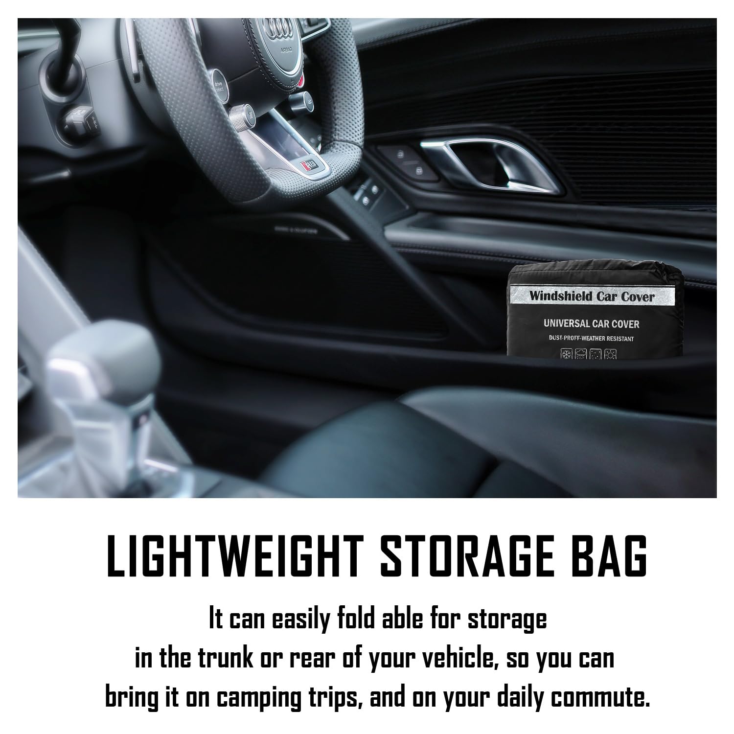 Windshield Cover for Cars, Trucks, Vans - 86x50 Inch Waterproof All Weather Winter Snow Frost Ice Sun Shade Cover with Side Mirror Covers, Automotive Exterior Accessories