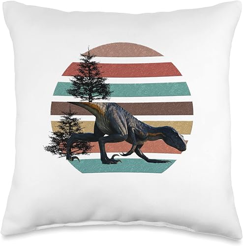 Giganotosaurus Dinosaur Retro Father's Day 2023 Giganotosaurus Retro T rex Prehistoric Dinosaur Father's Day Throw Pillow, 16x16, Multicolor