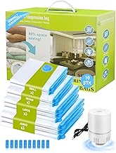 Natnav 10 Sacchetti Sottovuoto Per Vestiti Con Pompa Ad Aria Elettrica – 3 Jumbo, 3 Grandi, 2 Medie, 2 Piccoli, Con Chiusura Lampo, Trasparenti Per Viaggi, Trasloco, Vestiti E Copriletti