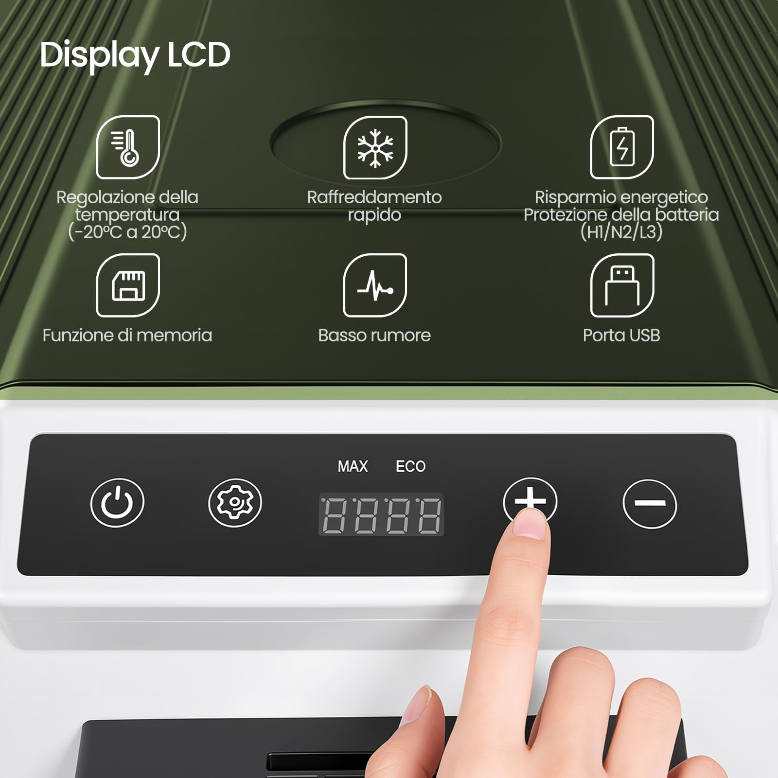 LLIVEKIT 40L Frigorifero Piccolo, Frigo Portatile per Auto con LED | 12/24/100-240 V, Temperatura Regolabile -20~20 °C, per Viaggio, Picnic, Campeggio, Casa, Nero