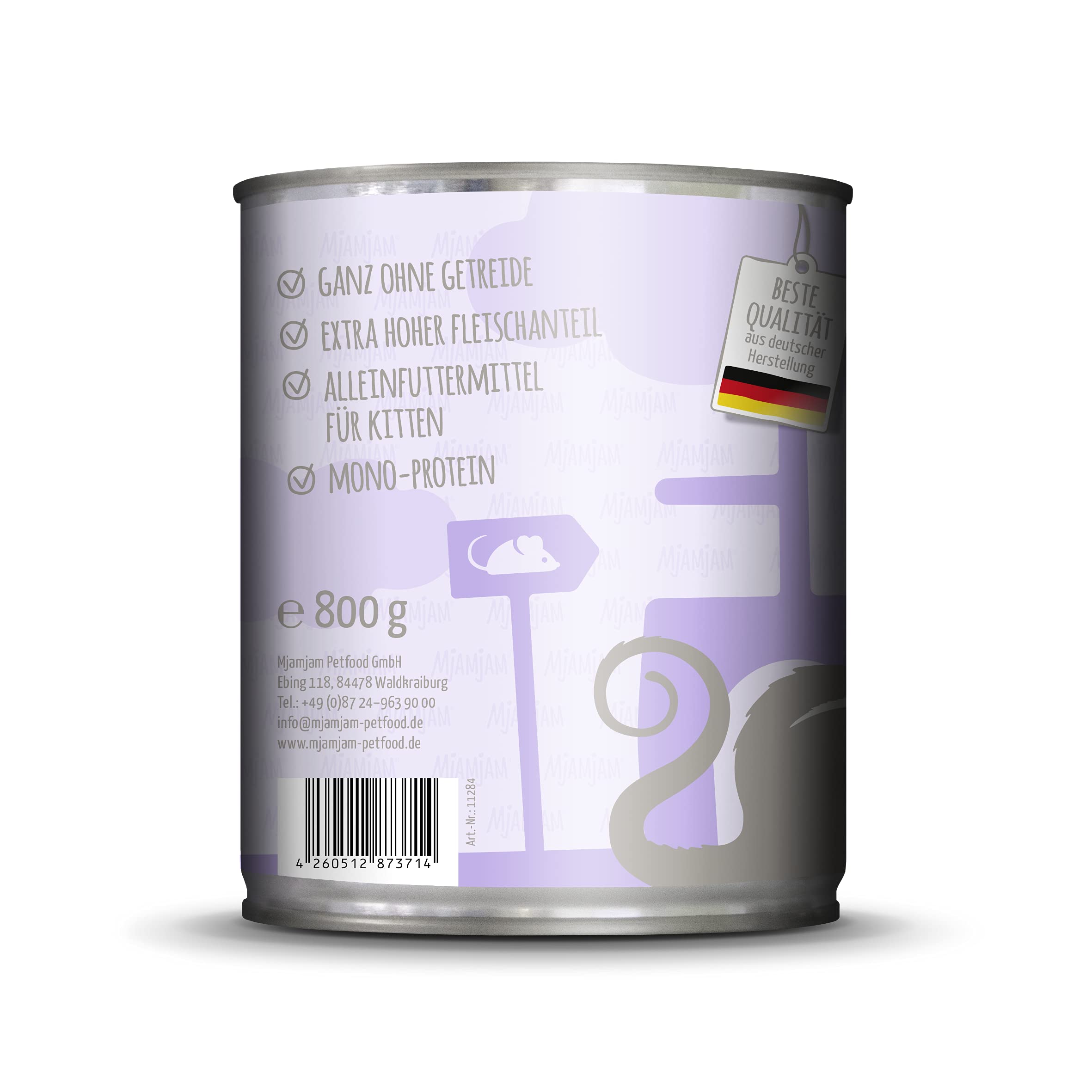 MjAMjAM Kitten vorzügliches Kalb mit Lachsöl 6x800 g (1 x 4800 g) & Premium Nassfutter für Katzen - Kitten saftiges Hühnchen mit Lachsöl - getreidefrei mit extra viel Fleisch, 6er Pack (6 x 200 g)