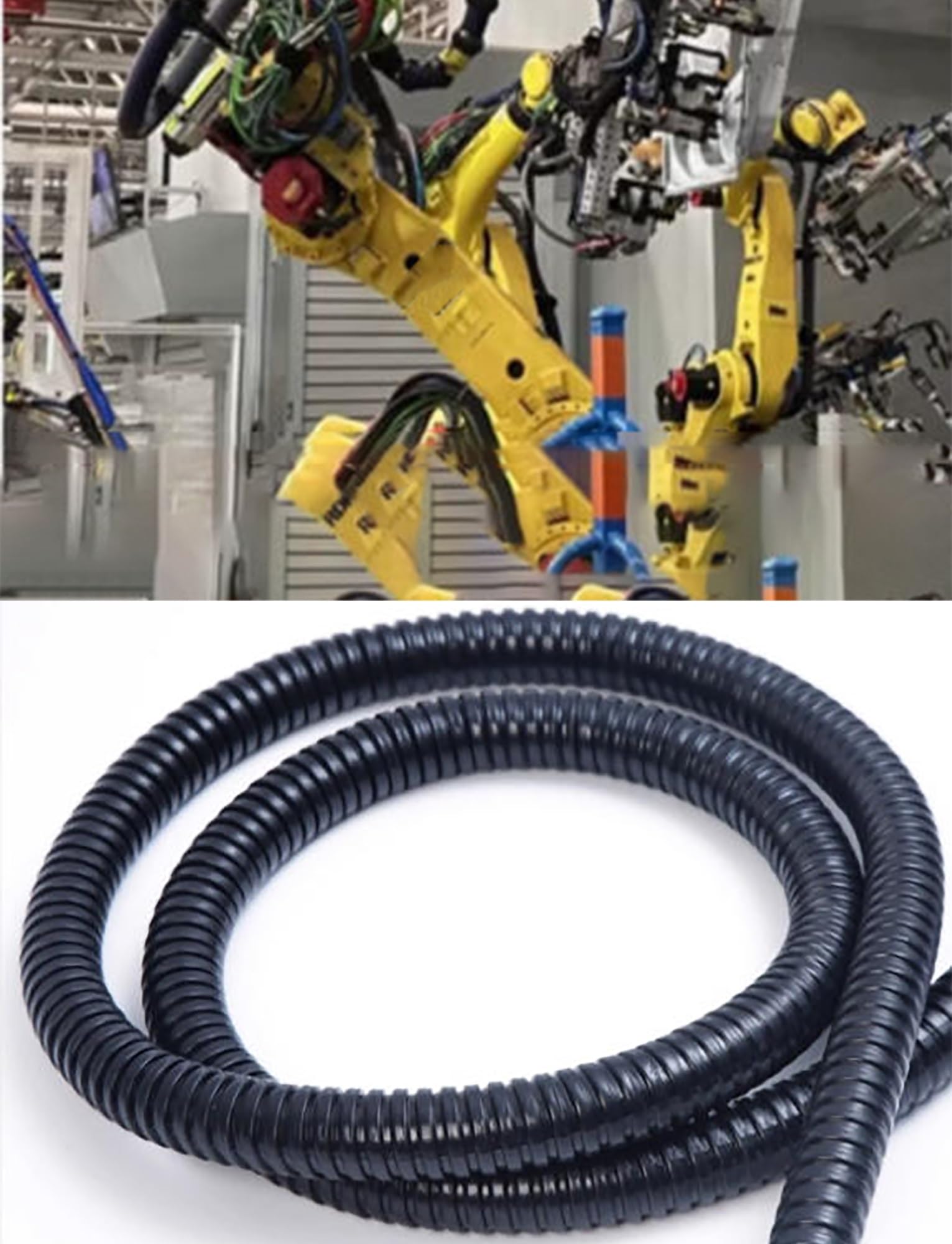 Conducto de metal flexible – Tubo corrugado eléctrico recubierto de PVC para protección de cables, apto para ferrocarriles y locomotoras, longitud 5 m