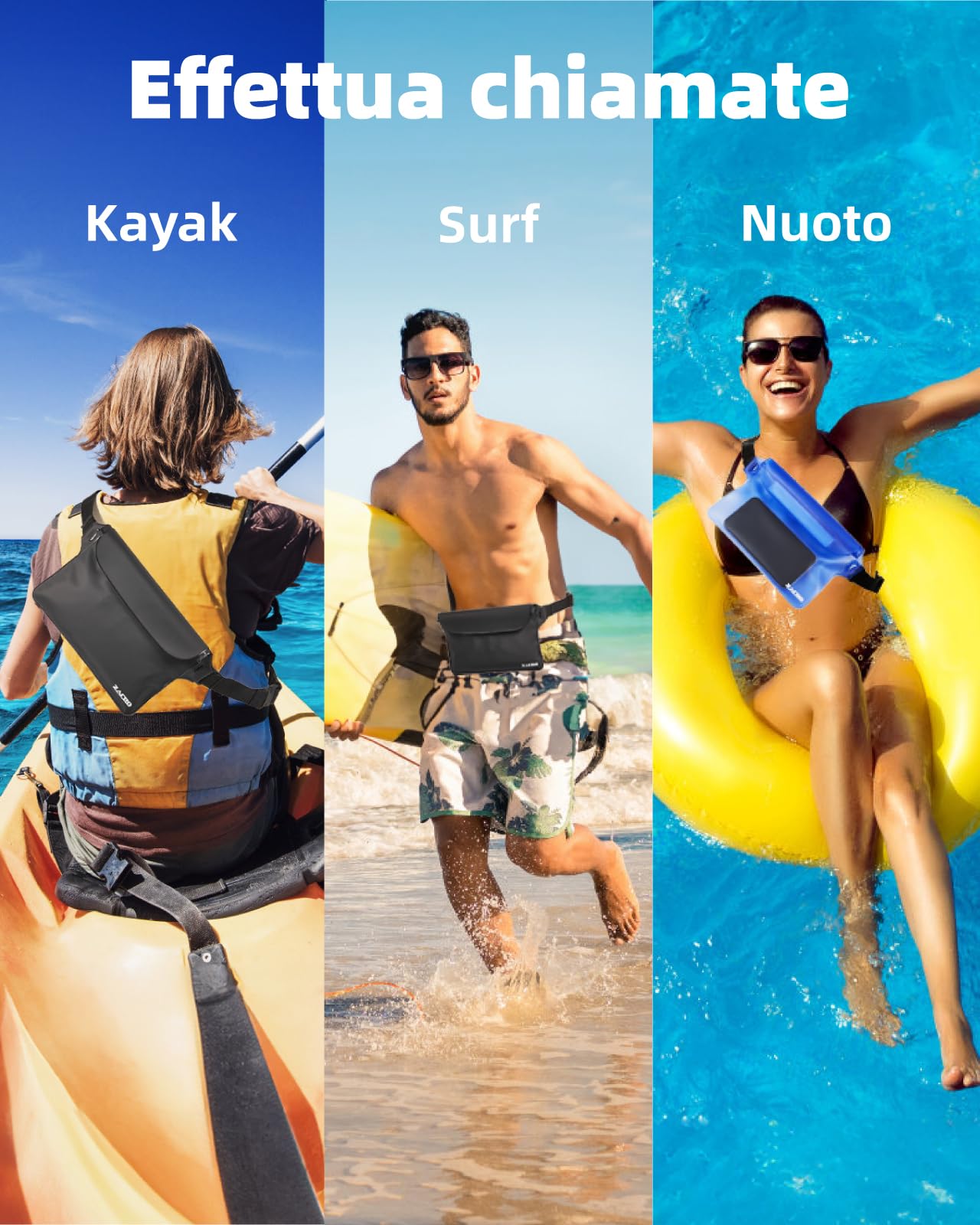 Zacro 2 Pack Borsa Impermeabile Custodia Impermeabile con Cintura Vita per Cellulari Apple iPhone Samsung Galaxy Huawei Sony, Fotocamera, Custodie Impermeabili per Sport Pesca Vela Escursione