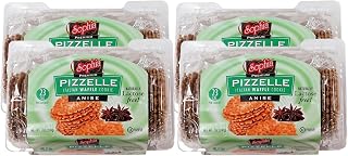 Sophia Pizzelle Waffle Cookies - Anise 7oz (4-pack) | Italian Pizzelle with Anise Flavor | Classic Italian Cookies from Italy | Thin, Crisp Waffle Cone Chips for Dessert & Coffee