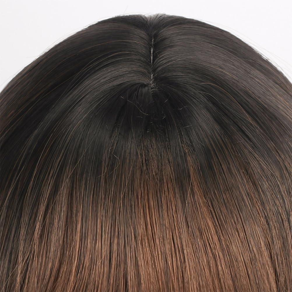 Bob Wig with Bangs, 12 Inch Brown Short Bob Wig for Women, Fiber Heat Resistant Hair Wig for Daily Party Use