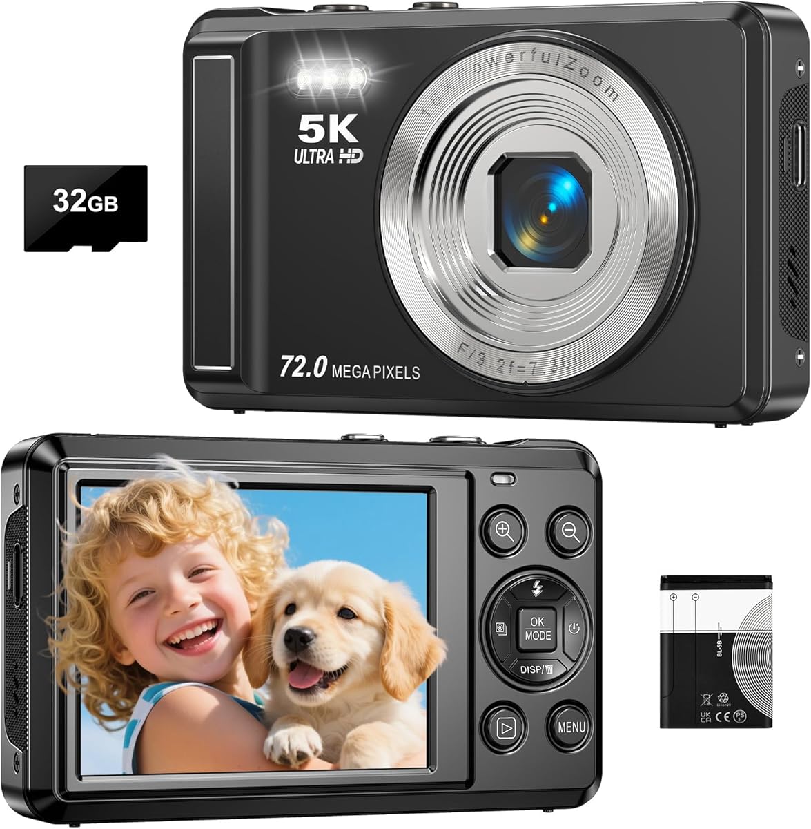 5K Digital Camera - 72MP Digital Cameras with 16X Zoom Autofocus Point and Shoot Digital Camera for Photography - UHD 2.8'' Screen Compact Portable Camara