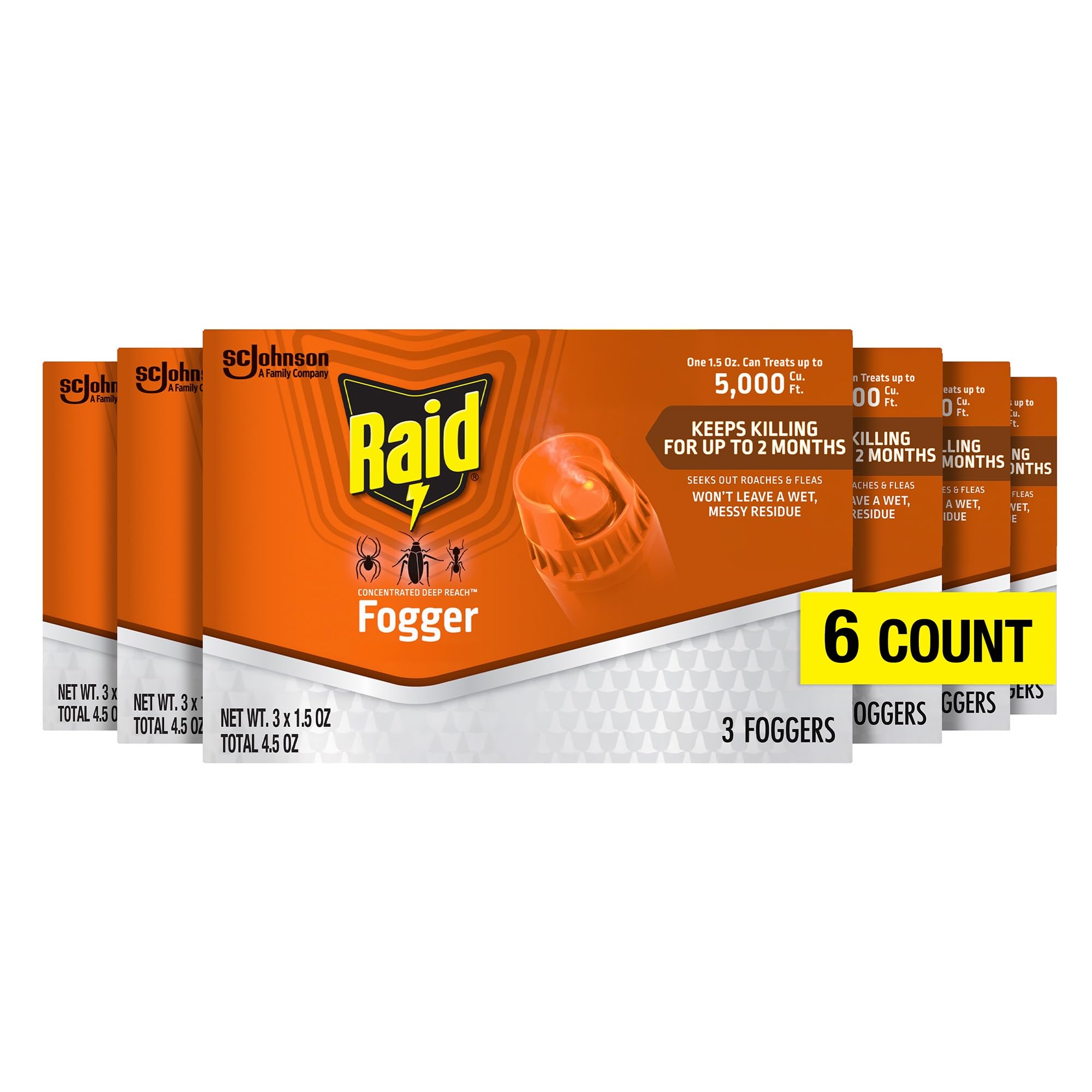 - Raid Concentrated Deep Reach Fogger Kills Ants Roaches and Spiders 1.5 Ounce Cans 3 Count (Pack of 6)