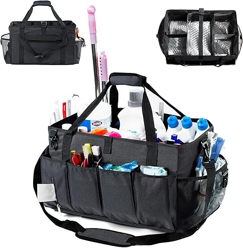 Carrito de limpieza profesional XL para proveedores de limpieza, bolsa de limpieza portátil de 17 pulgadas para amas de casa, organizador de