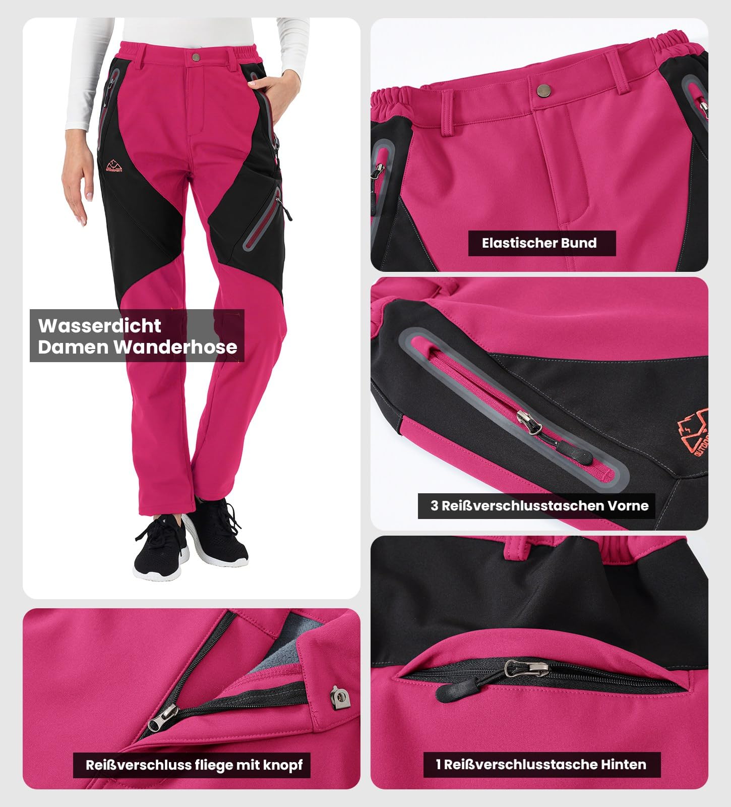 Rdruko Pantaloni da sci da donna, impermeabili, imbottiti, caldi, in softshell, invernali, per attività all'aria aperta, antivento, per attività all'aperto