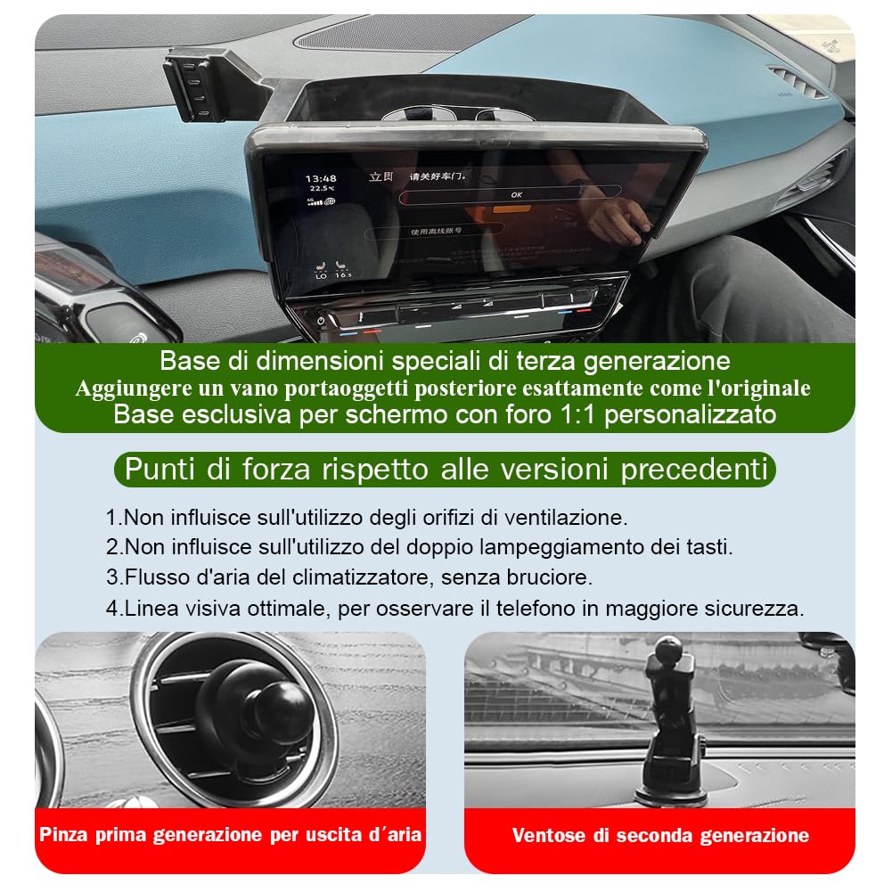 Porta Cellulare Auto Per Volkswagen ID.3 accessori [Solo compatibile con VW ID3 – schermo touch 10 pollici, anni 2020-2024] [Non compatibile con schermo touch 12 pollici e 12,9 pollici]