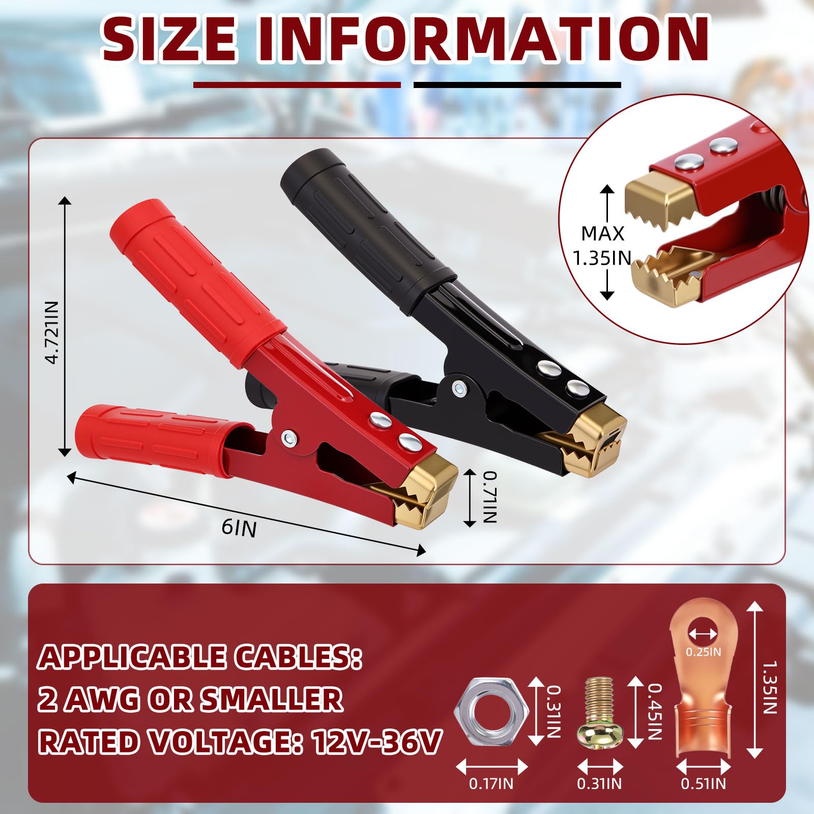 Kingdder Lot de 8 pinces de chargeur de batterie en cuivre pur 500–1000 A avec gaine isolante pour câbles de tous types de voitures et bateaux