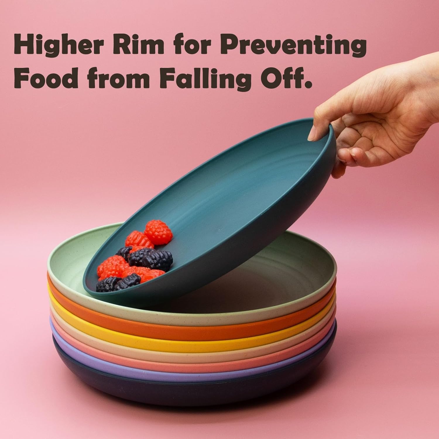 Deep Dinner Plates Set, 10in Unbreakable Wheat Straw Plates, 8pcs Lightweight Dinner Dishes, Microwave and Dishwasher Safe Plate for Kitchen - Image 4