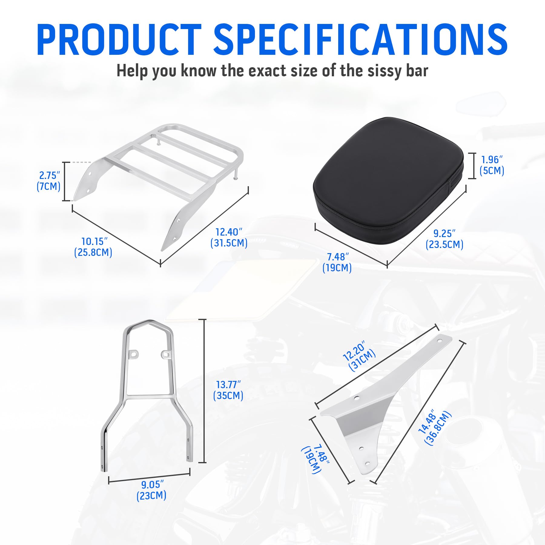 Sissy Bar Schienale Portapacchi Cuscino per Suzuki Boulevard C50 2005-2011