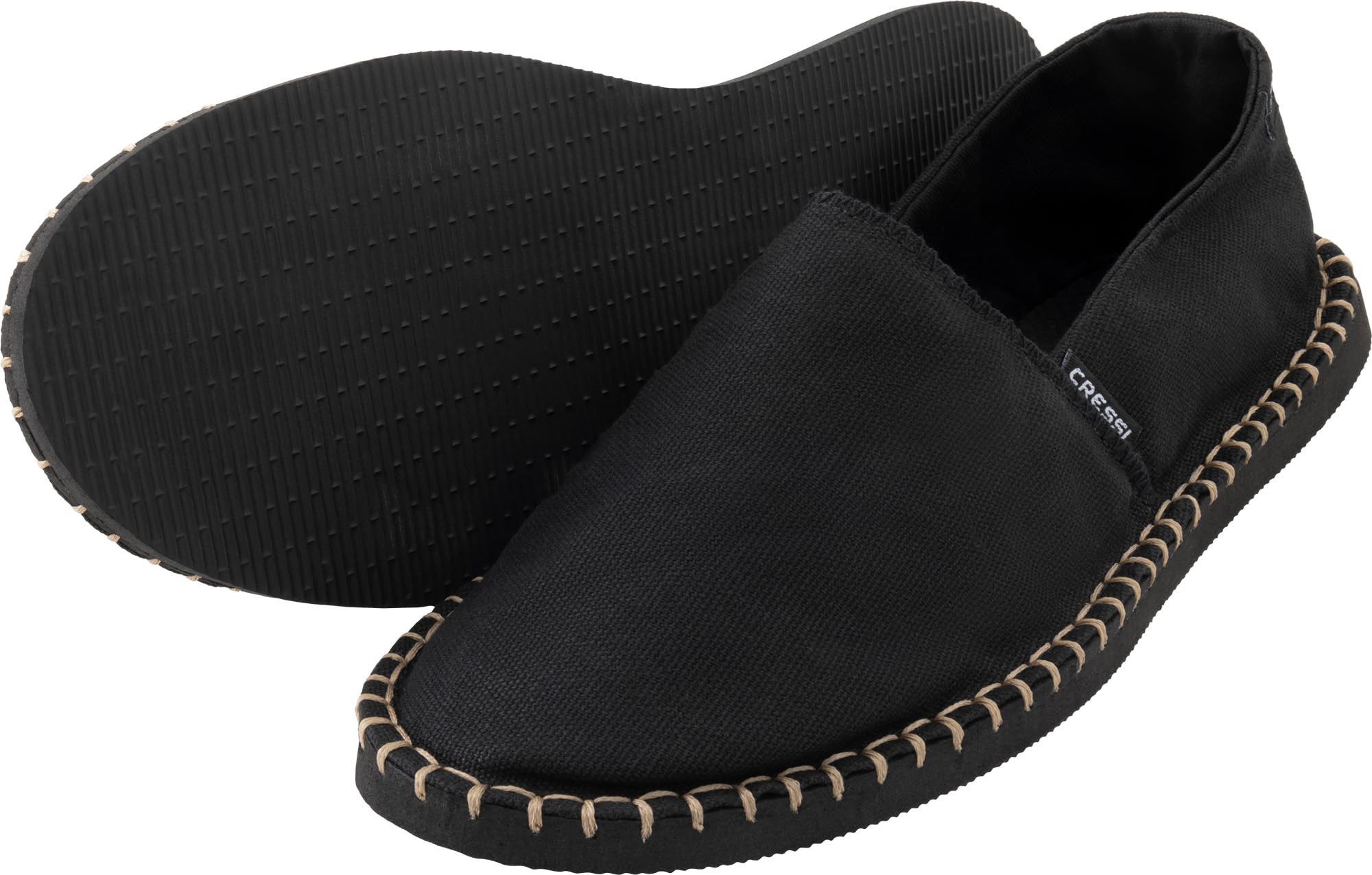 CRESSI desde 1946 - Alpargatas Girona - Zapatos Unisex Cómodos y Elegantes, Multiusos, Ideales para el Verano, con Parte Superior de Lona Técnica y Suela de Goma EVA - Negro - 44 EU