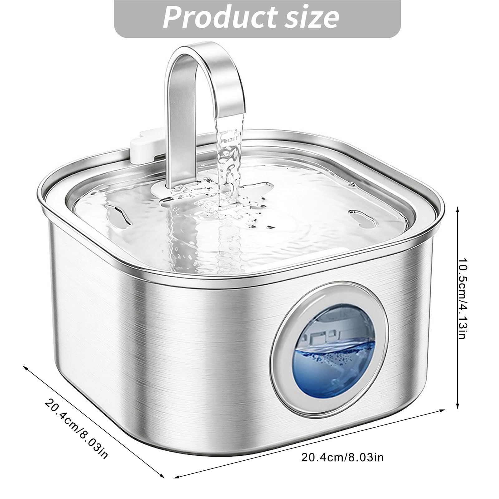 Fuente para Gatos de Acero Inoxidable con arqueado