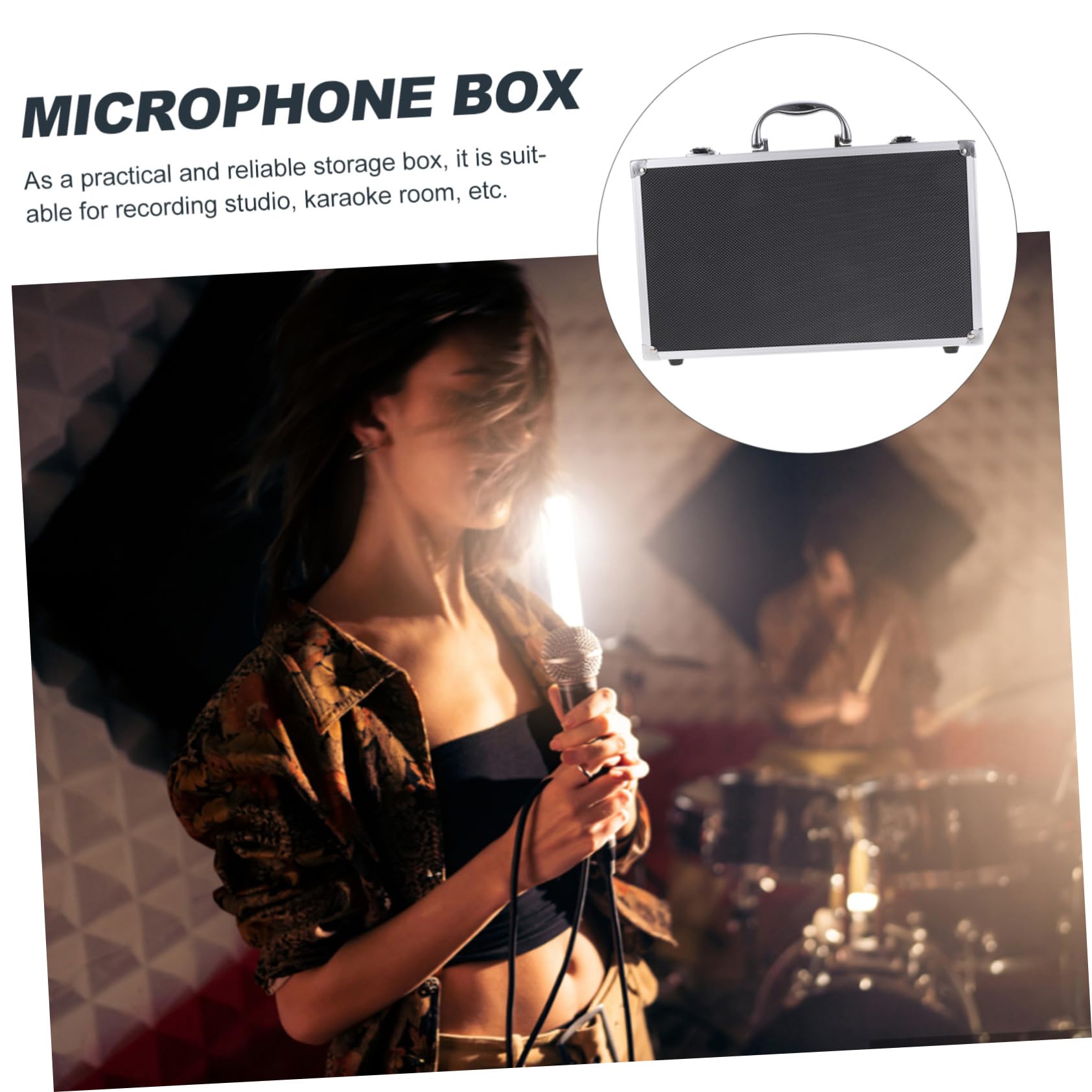 Yardwe Valigia Porta Microfono Rigida Struttura in Alluminio, Custodia Protettiva Nera Per 2 Microfoni Wireless, Valigetta Resistente Per Karaoke e Sale Registrazione