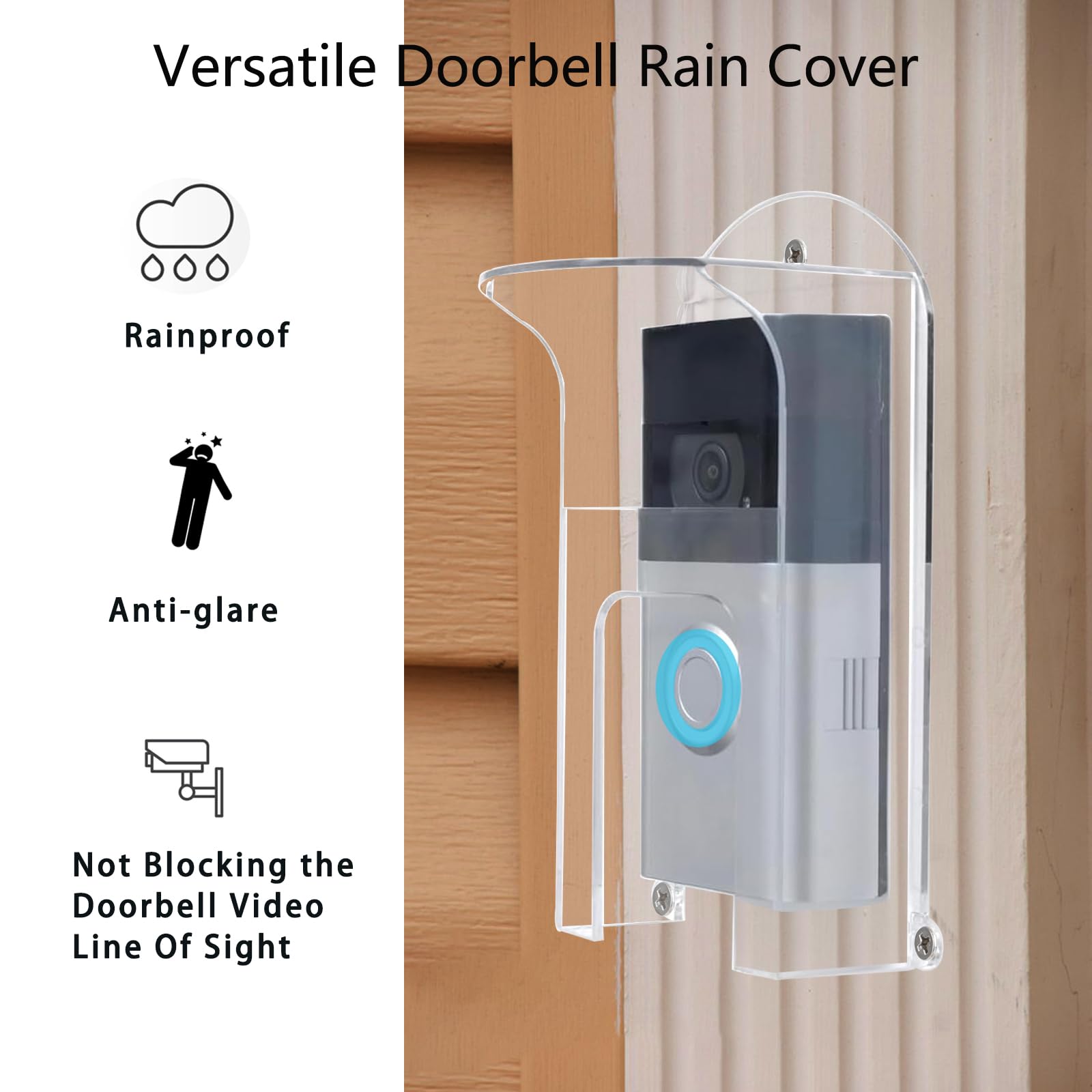 TEKCAM Doorbell Rain Cover Compatible with Ring 1st 2nd Generation 3+ Plus/Blink/Google Nest/Eufy Smart Video Doorbell, Transparent Rain Cover Weather Protection Waterproof Protector Shield - Image 2