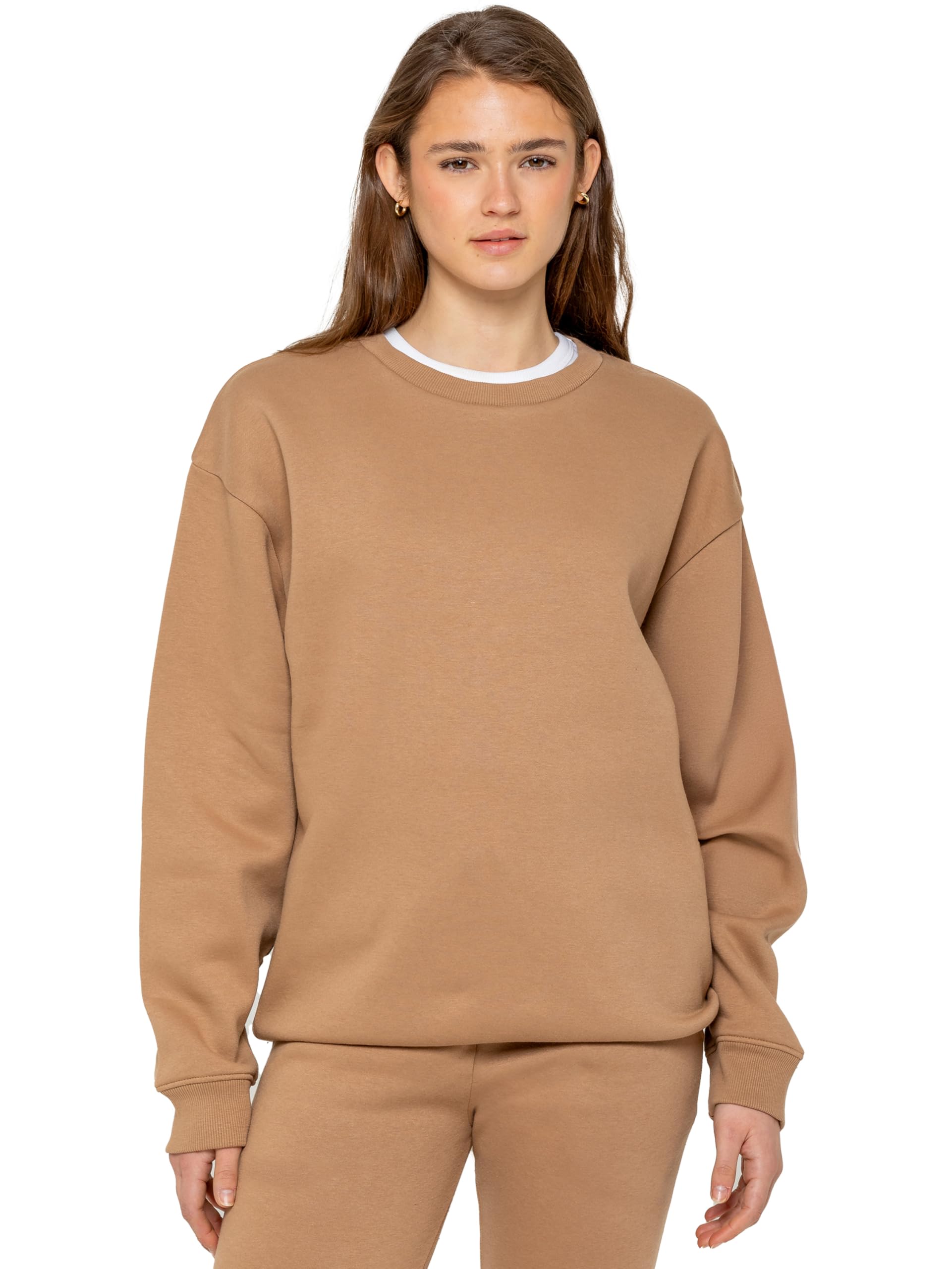 Brand Kruze Women's Camel Oversized Long Sleeve Sweatshirt Soft Sweat Jumper (Uk, Alpha, L, Regular, Regular, )
