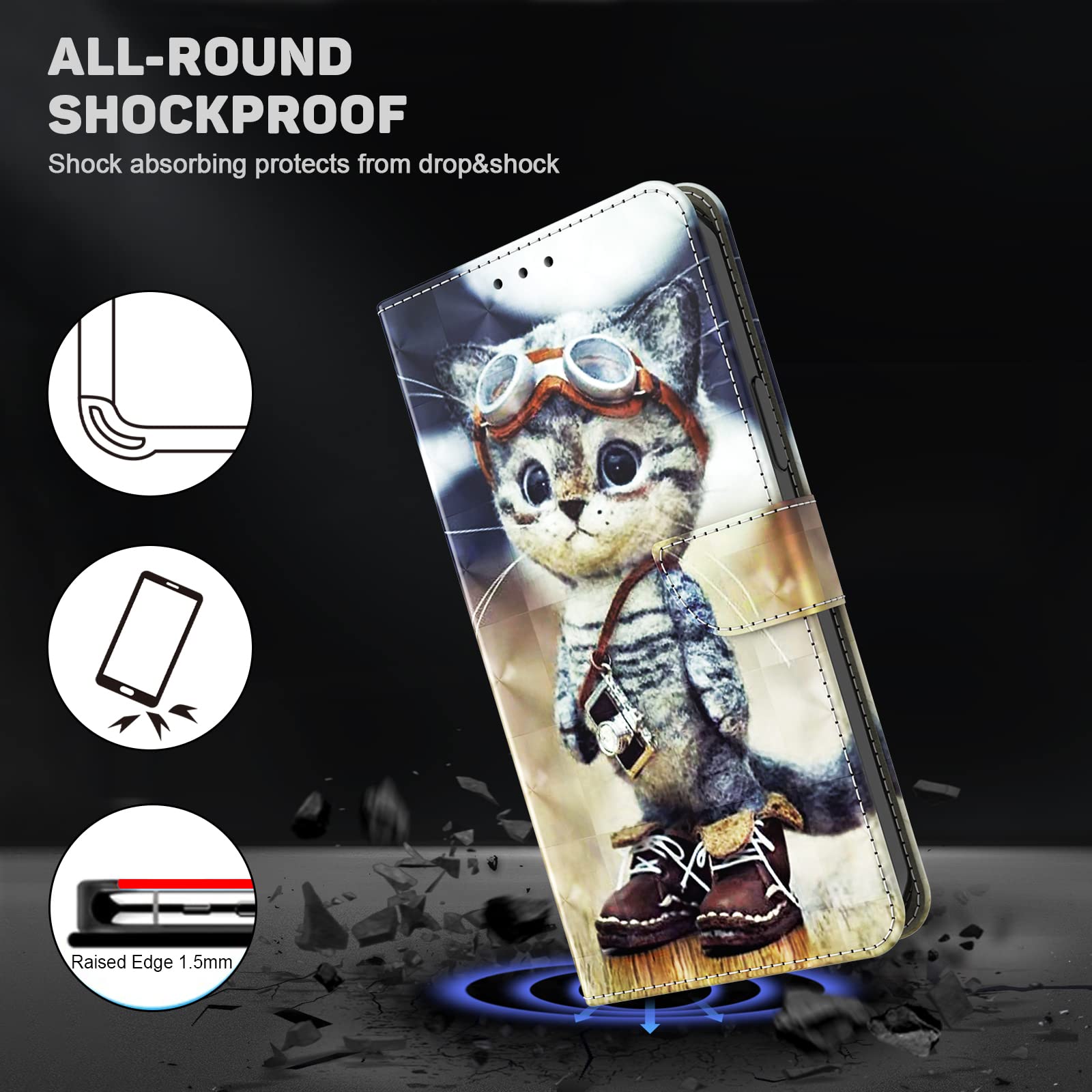 Custodia Portafoglio Con Disegno Spiaggia Per Xiaomi Redmi 12C / 11A – Pelle PU Con 3 Slot Carte E Calamita