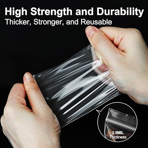 Miniatura 10 de 1200 bolsas de plástico pequeñas de 2 x 3 pulgadas con autobloqueo, bolsas pequeñas de primera calidad con cremallera resellables, 2 mil(2 capas),