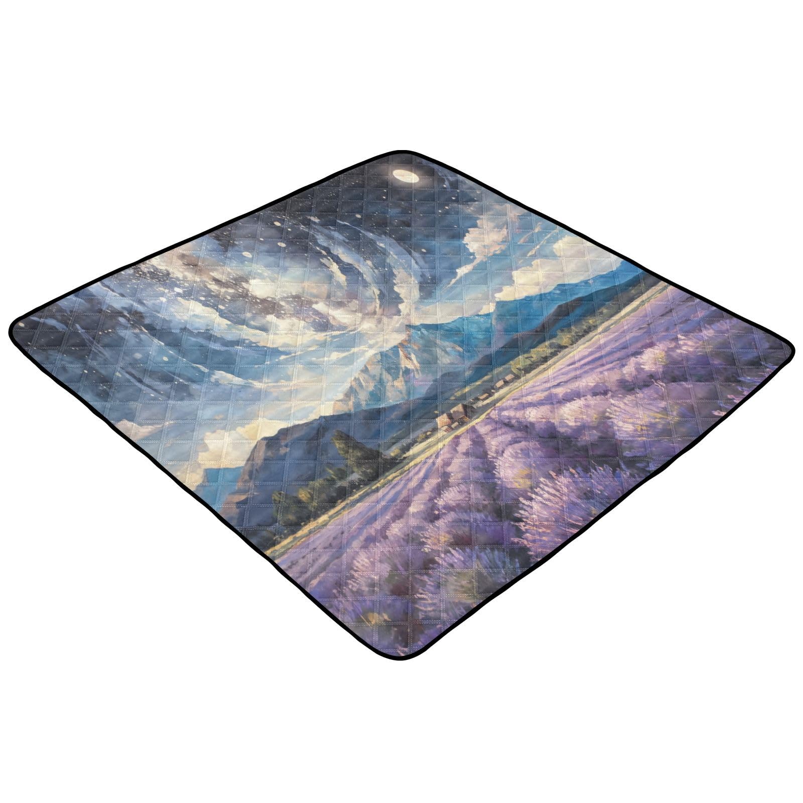 Kigai Oil Painting Lavender Baby Play Mat for Floor and Playpen 50x50 inch Non-Slip Baby Activity Playmat Waterproof Foldable Crawling Mat for Infants Toddlers
